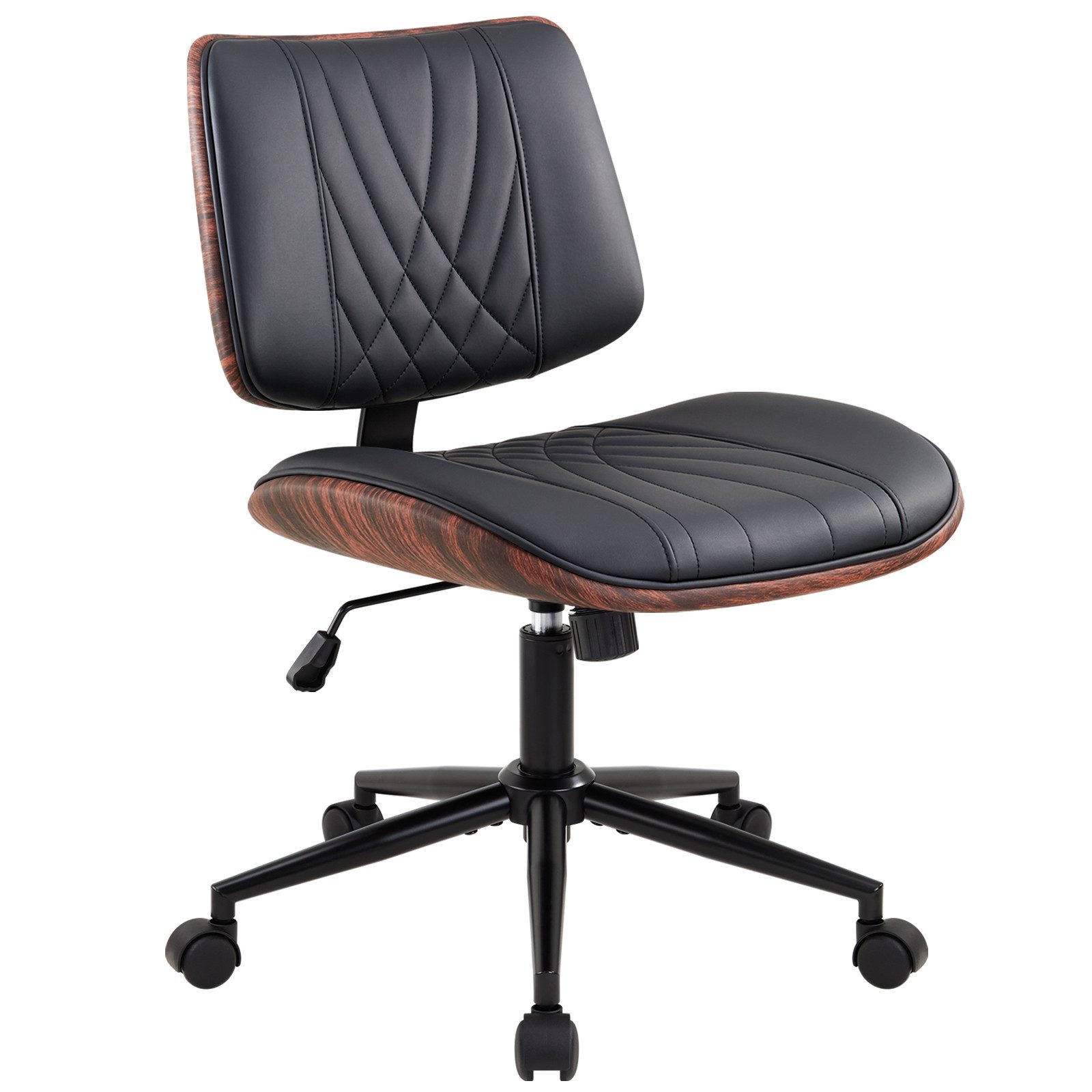 IWMH Bürostuhl Höhenverstellbar Drehstuhl ohne Armlehne, Kunstleder Schreibtischstuhl, Stuhl mit mittelhoher Rückenlehne