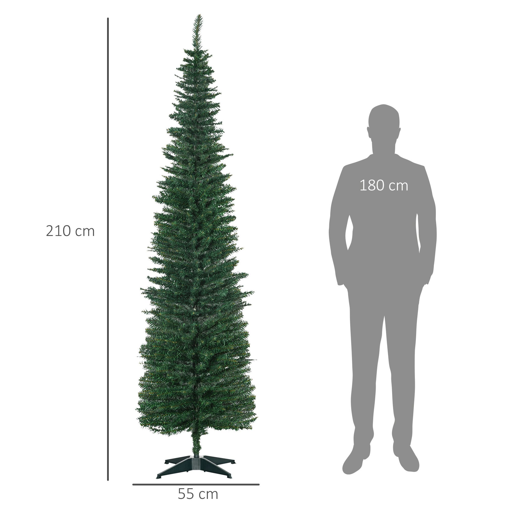 HOMCOM Künstlicher Weihnachtsbaum langlebig, sicherer Stand, wiederverwendbar, Kunsttanne, für Weihnachten Deko, Grün