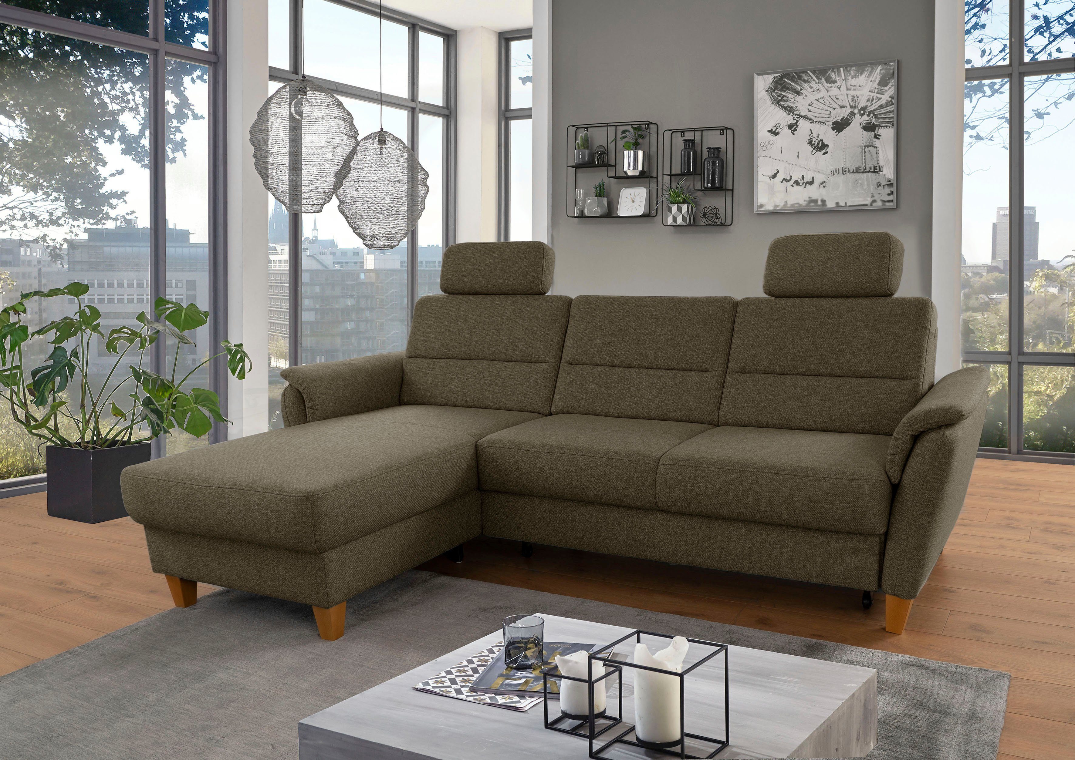 Home affaire Ecksofa "Palmera L-Form, B: 244 cm" optional Bettfunktion & Be günstig online kaufen