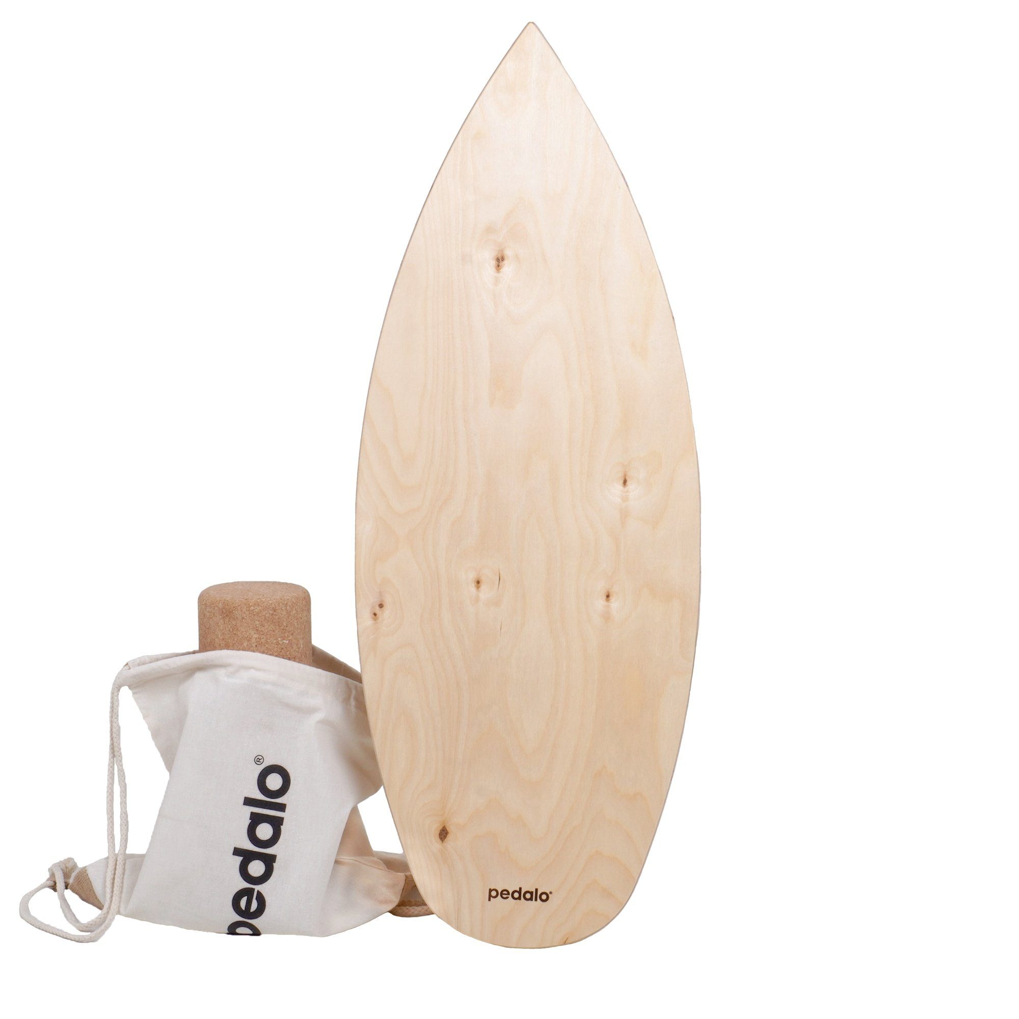 pedalo® Balanceboard Board Gleichgewichtstrainer Oberfläche Balance 10 stabil, Korkrolle Board Holz Pur cm, inkl. Koordinationstrainer, Faszien