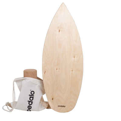 pedalo® Balanceboard Balance Board Pur Gleichgewichtstrainer Koordinationstrainer, inkl. Faszien Korkrolle 10 cm, Board stabil, Oberfläche Holz