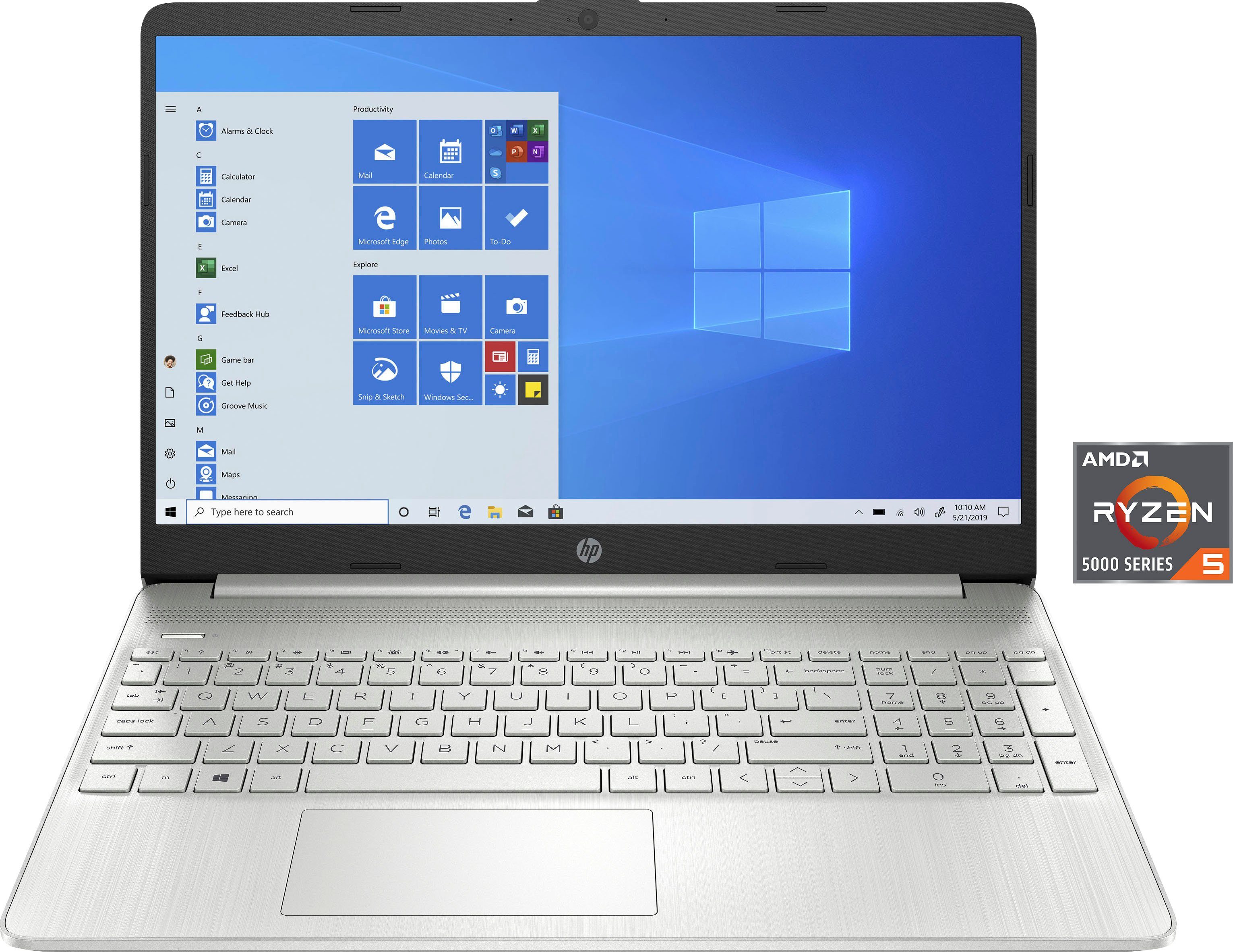 HP 15s-eq2200ng Notebook (39,6 cm/15,6 AMD Radeon Windows 5500U, Graphics, 11) 512 GB Zoll, SSD, 5 Ryzen