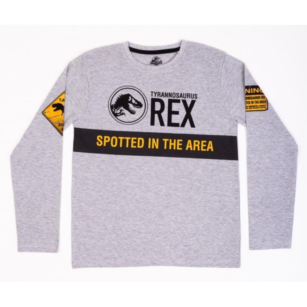 Jurassic World T-Shirt Jurassic World Langarm-T-Shirt für Jungen, "T-REX"-Motiv, 100% Cotto