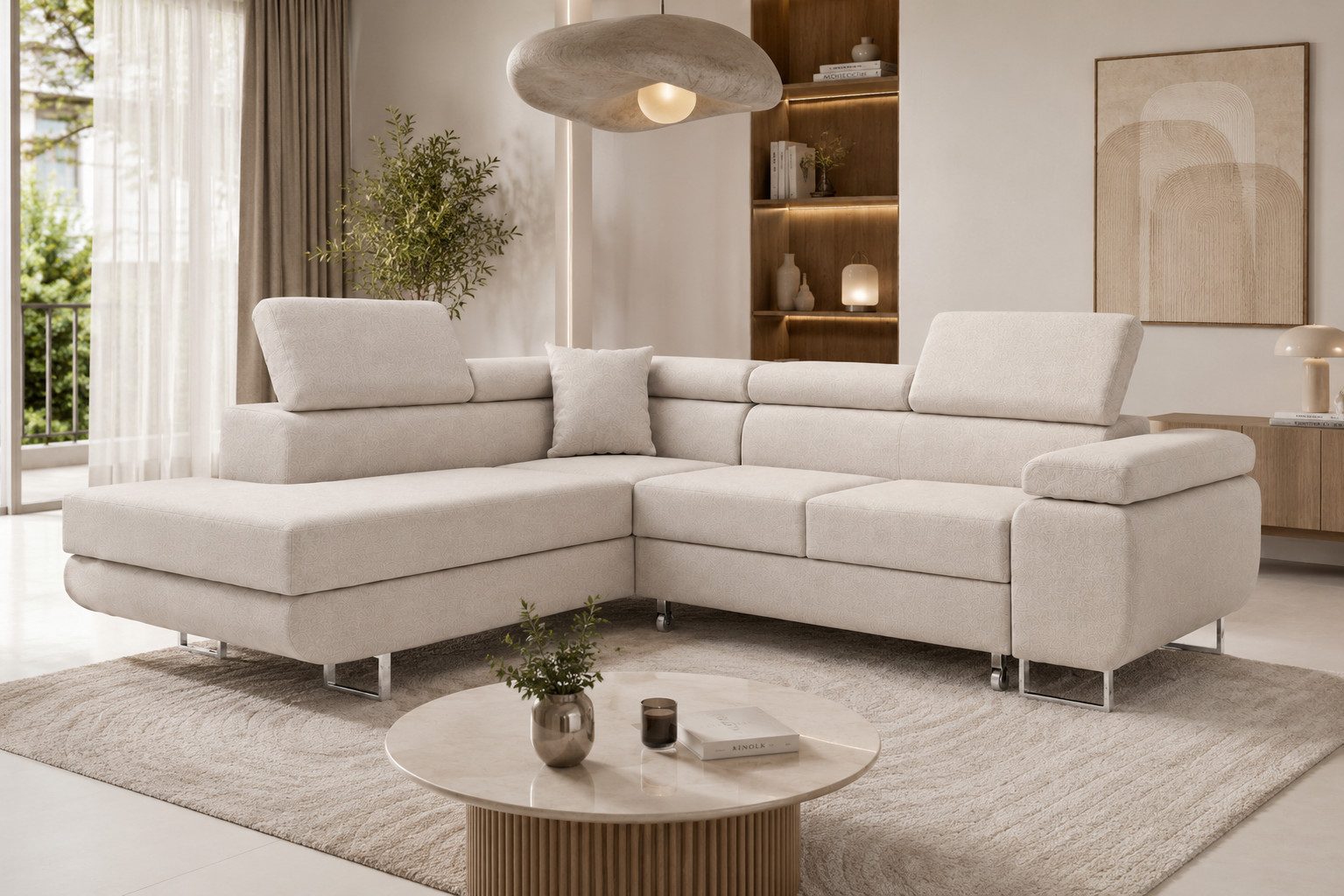 Labett Ecksofa mit Schlaffunktion & Bettkasten Links/Rechts Sofa L-Form GUERO
