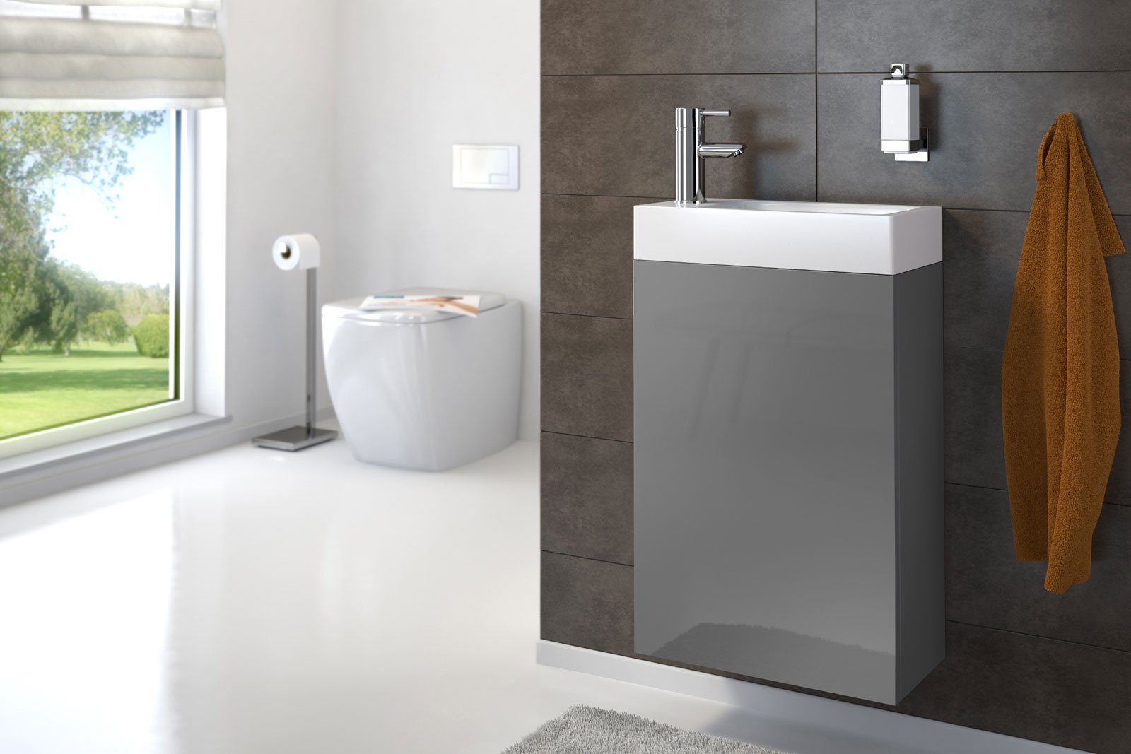 SAM® Badmöbel-Set Vita, (1-St), Hochglanz grau