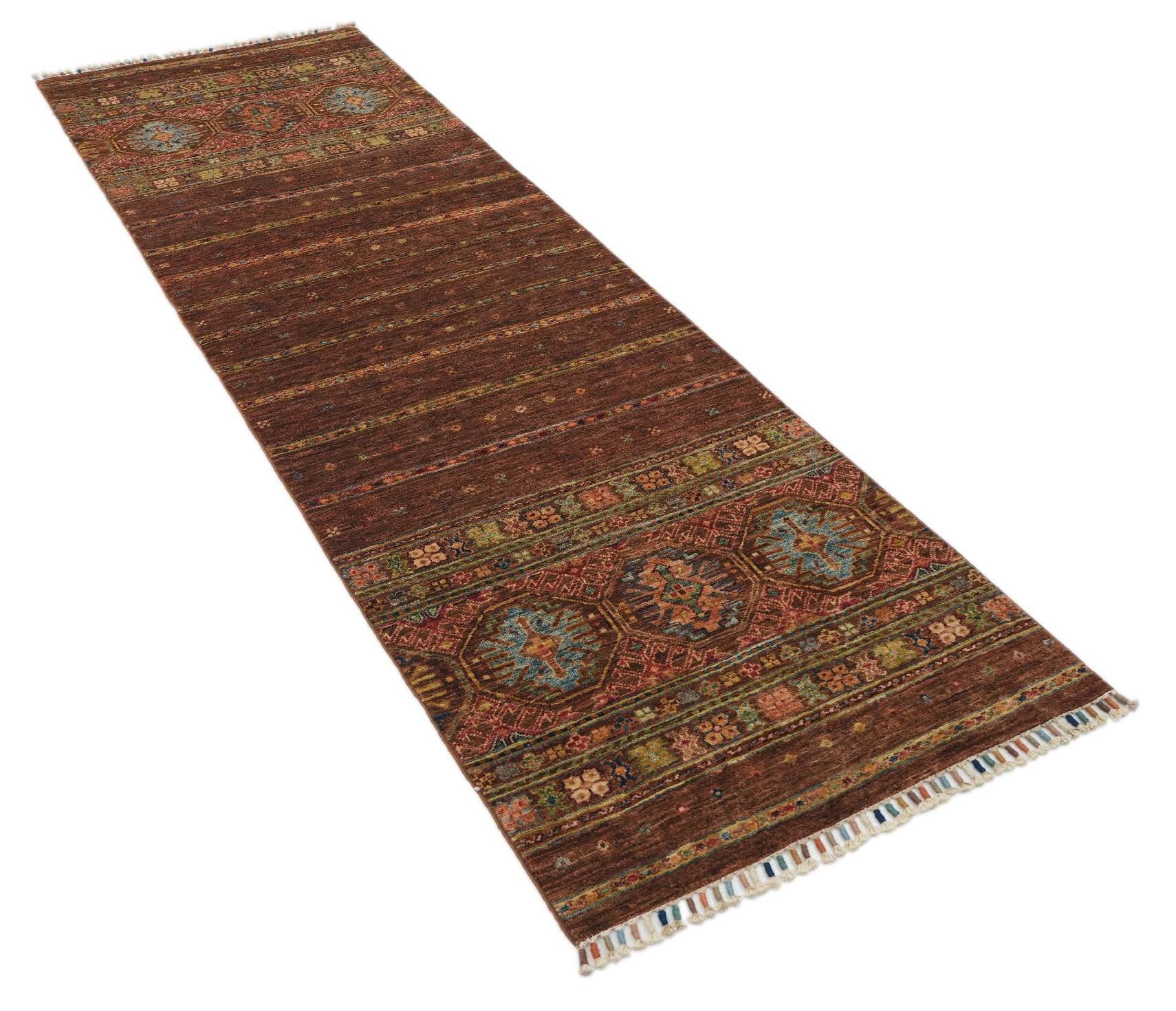 CABBEL Orientteppich 244x79 cm Samarkand Braun Schurwolle Handgeknüpft Klassisch Unikat, Läufer, Höhe: 7 mm, 100% Schurwolle – weich, pflegeleicht, solide Knüpfdichte