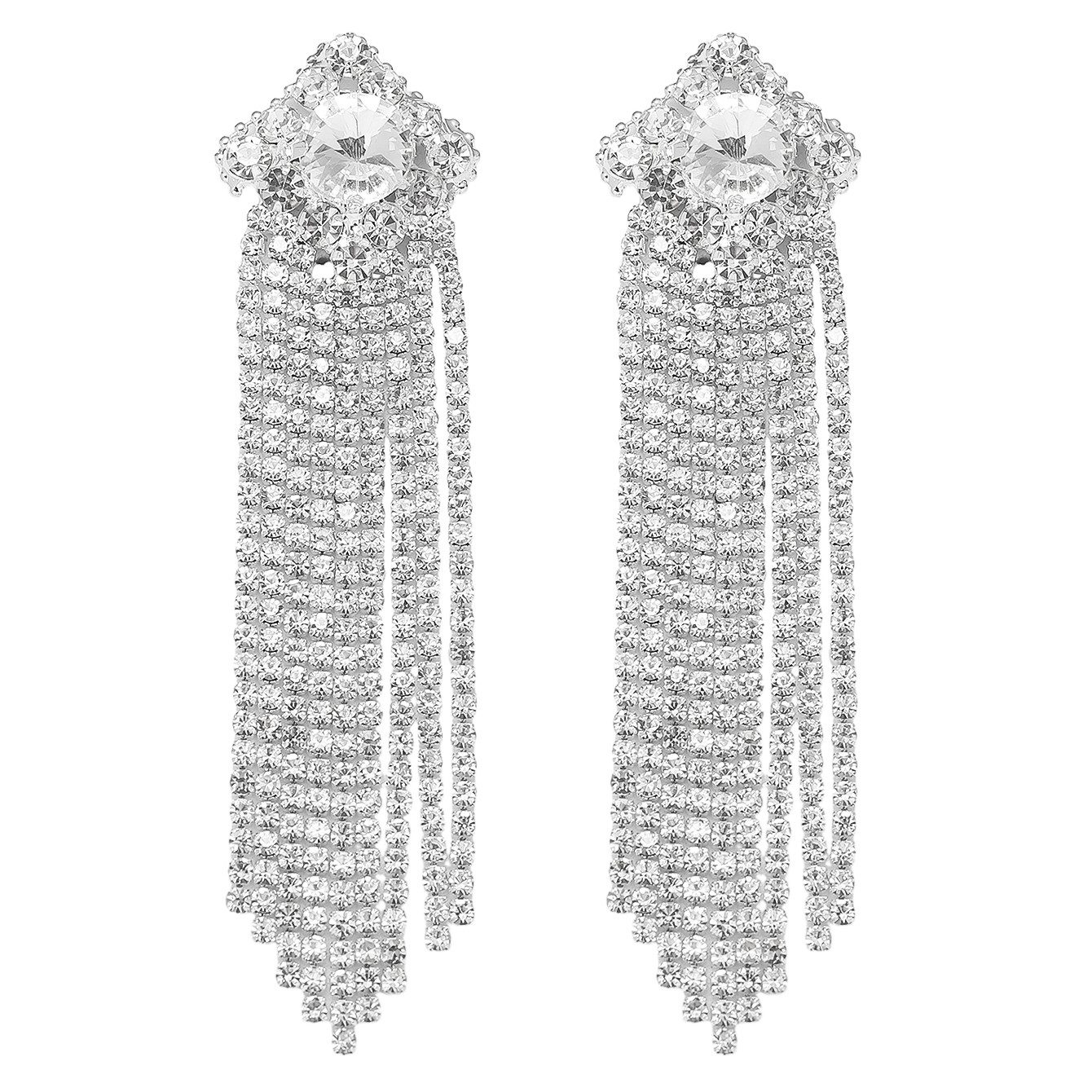 KARMA Paar Ohrhänger Ohrringe Strass 9 cm Silber Damenohrringe (Damenschmuc günstig online kaufen