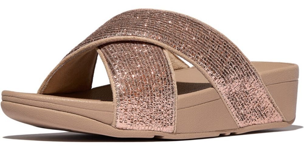 Fitflop Lulu Crinkled-Shimmer Cross Slides Sandale günstig online kaufen