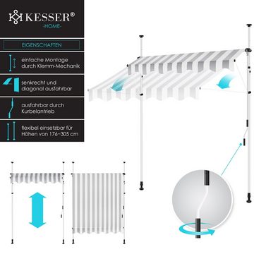 KESSER Klemmmarkise Klemmmarkise mit Handkurbel Balkon Markise, Balkonmarkise Markise