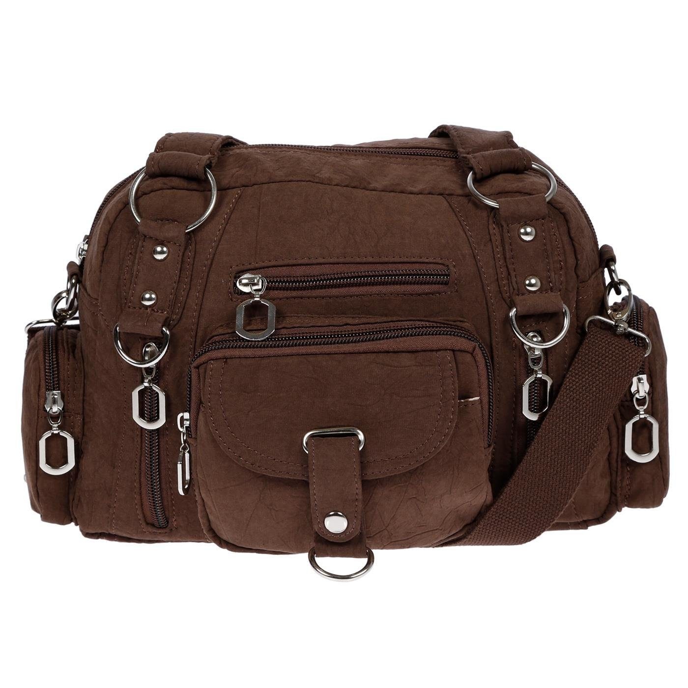 Christian Wippermann Henkeltasche Damenhandtasche Schultertasche Tasche Umhängetasche (1-tlg), Canvas Shopper Crossover Bag
