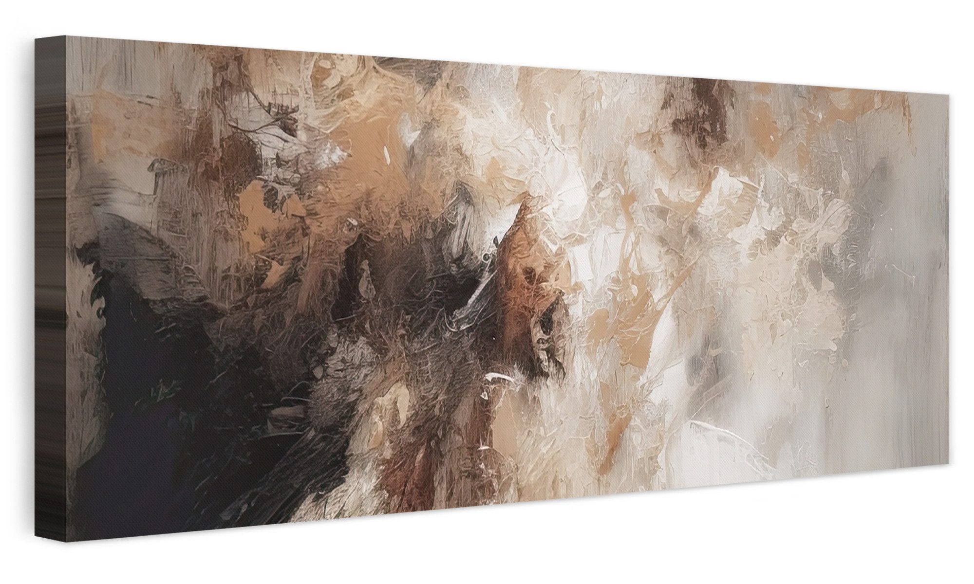 OneMillionCanvasses® Leinwandbild Panorama Farbe - Abstrakt - Beige - Kunst, Fotodruck (1 St), Wandbild, Deko Schlafzimmer Wohnzimmer Flur 60x20 cm