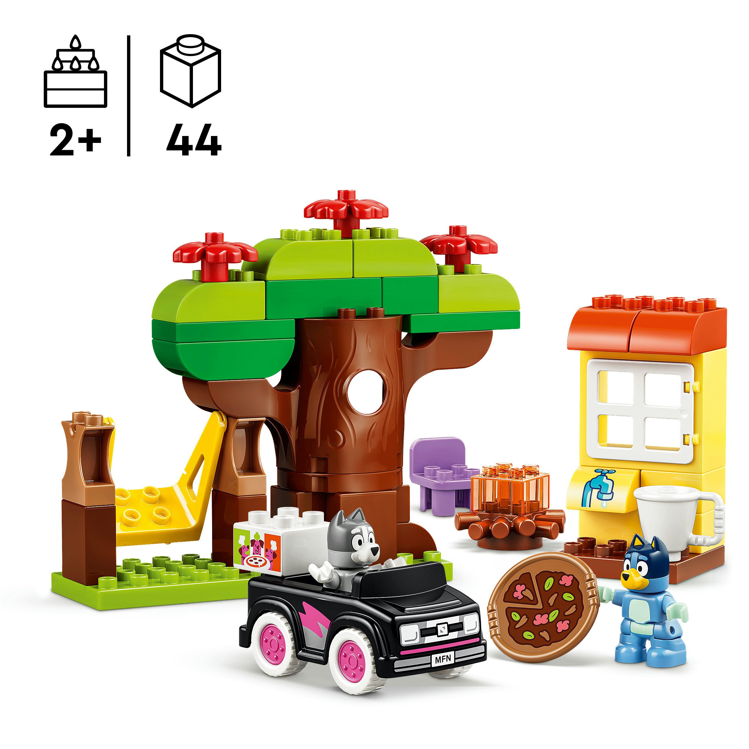 LEGO® Pizza-Schwestern mit Muffin und Bluey (10469), LEGO DUPLO Bluey Konstruktionsspielsteine, (44 St), Made in Europe
