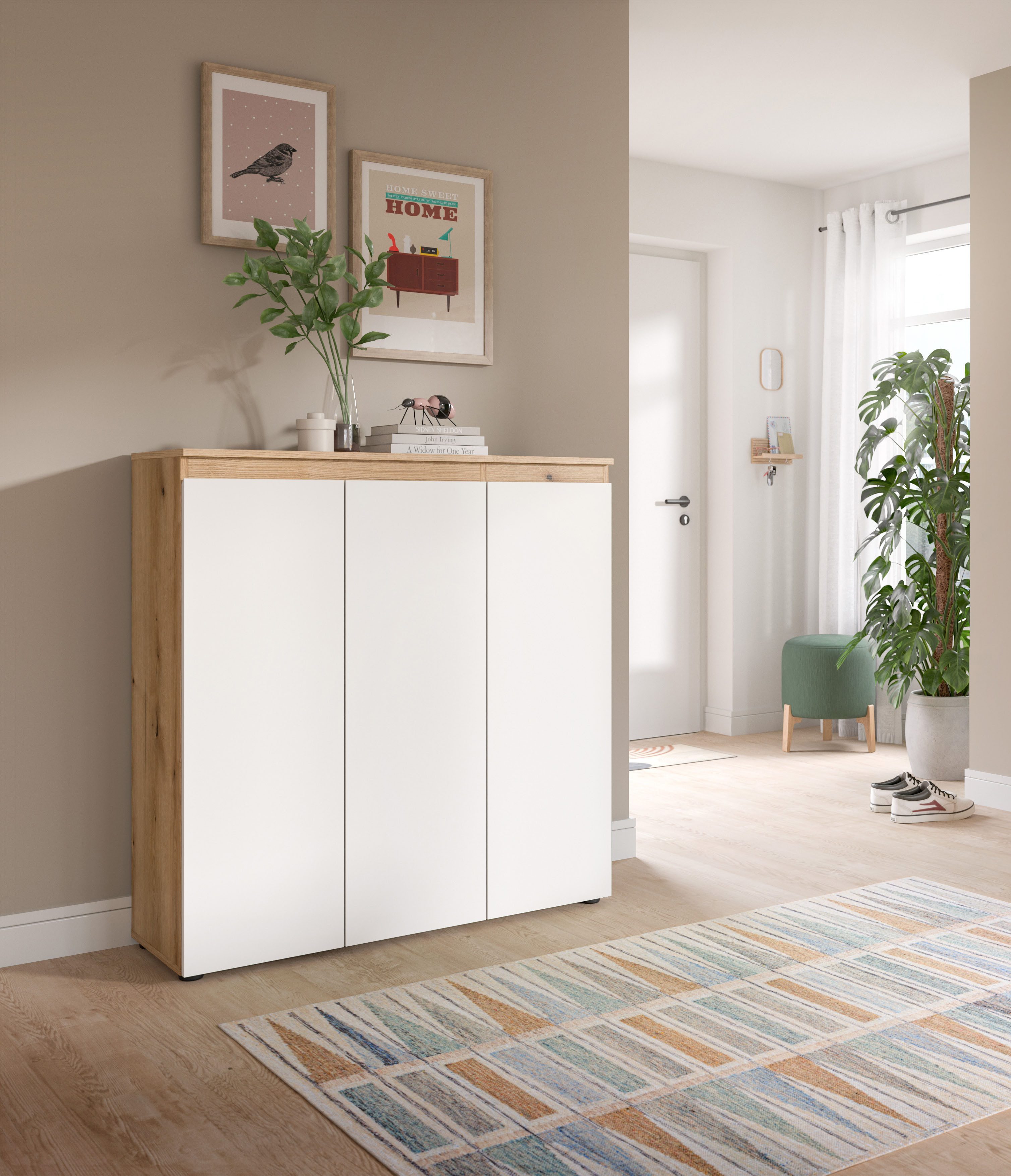 Home affaire Mehrzweckschrank CIPELA, 105x111 cm, viel Stauraum, variable Einlegeböden, universal (1-St., in vielen verschiedenen Trendfarben verfügbar) Schuhschrank, Kleiderschrank, Universalschrank, Aktenschrank, Schrank