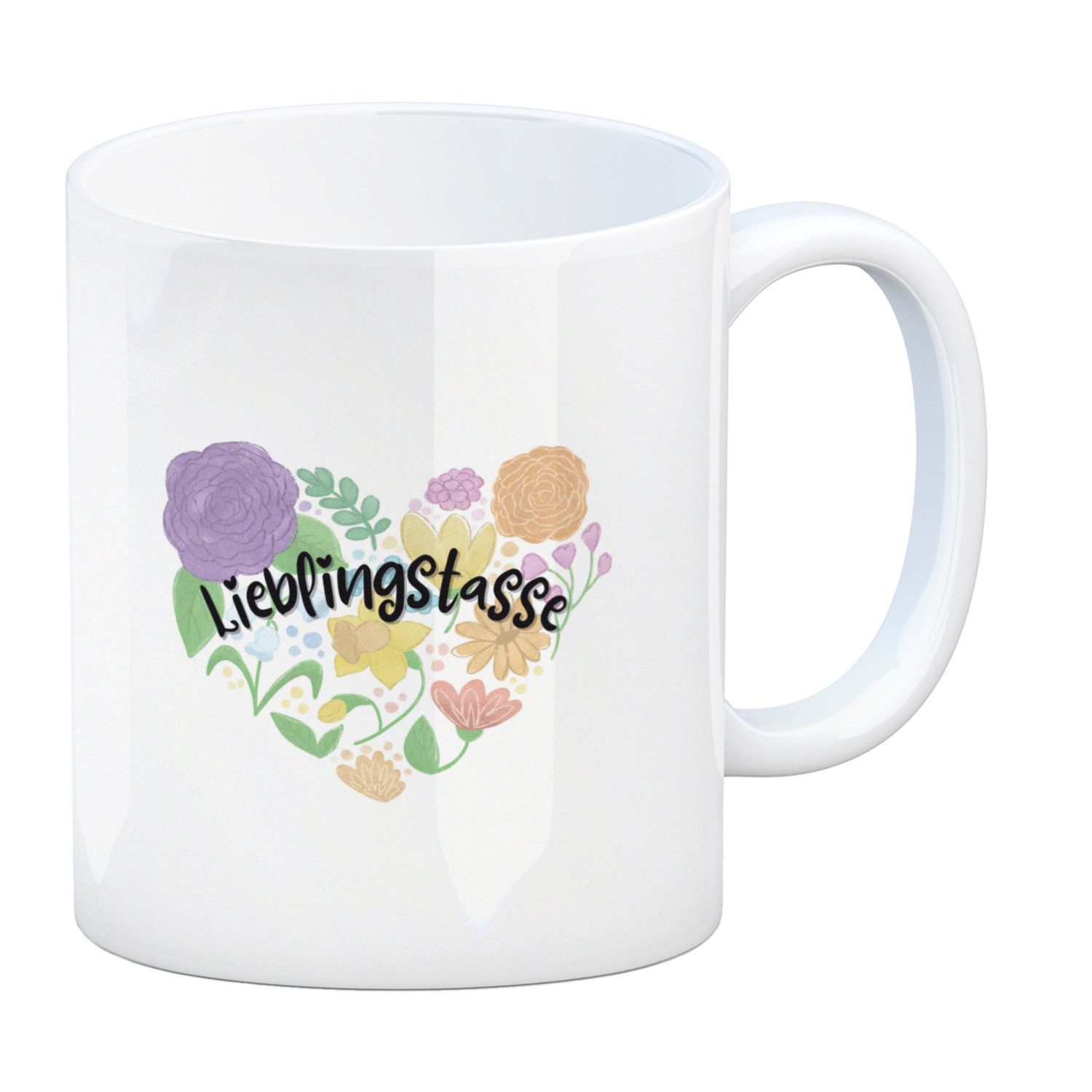 Tasse Lieblingstasse Kaffeebecher mit Blumen in Herzform