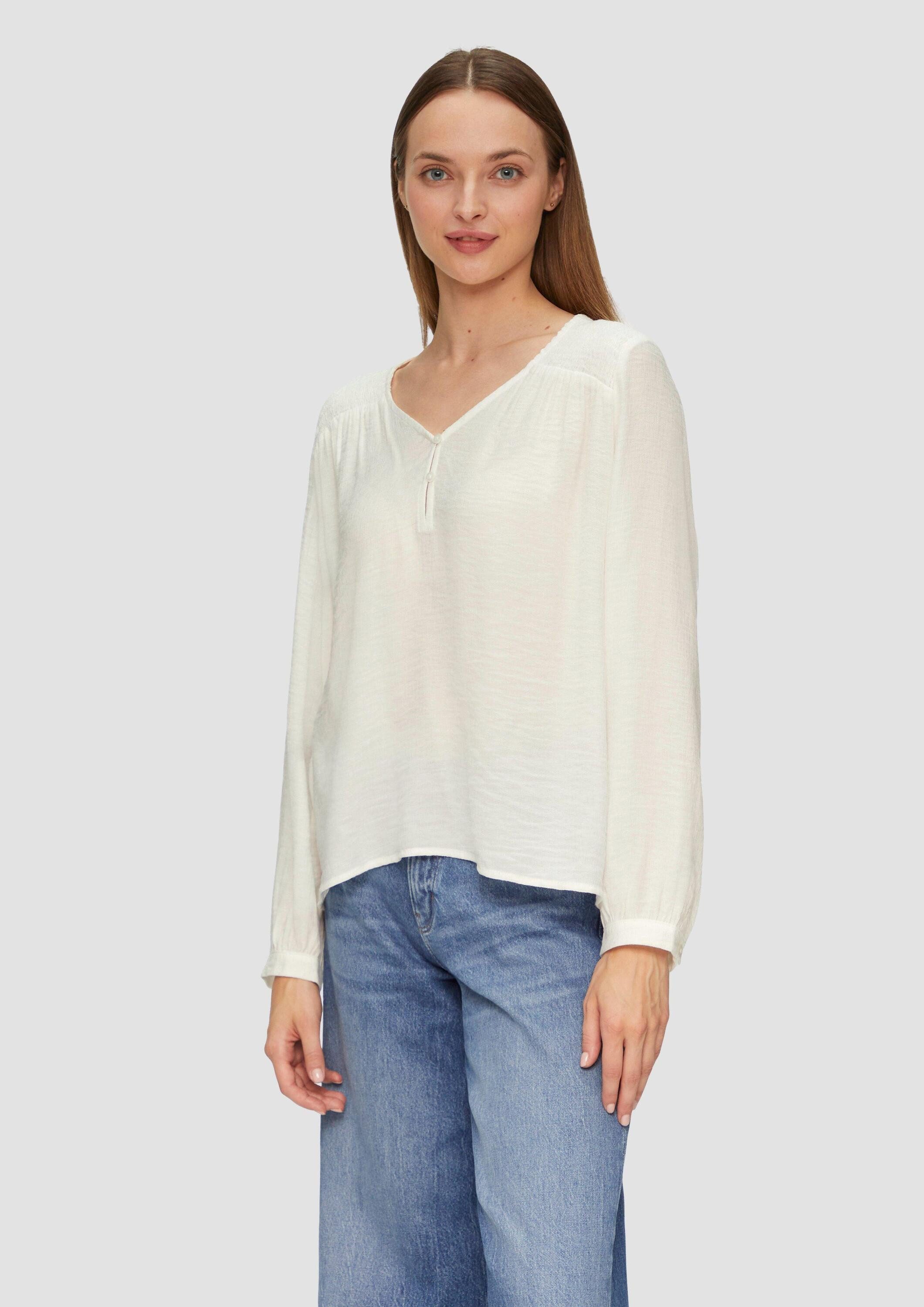 s.Oliver Langarmbluse Bluse Strukturierte Bluse aus Viskosemix mit Smok Det günstig online kaufen