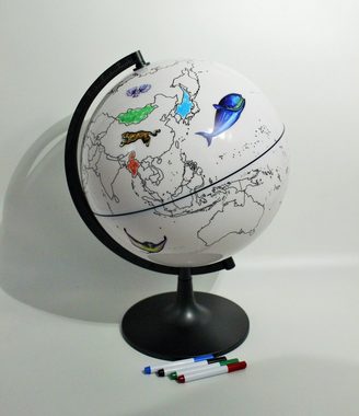 JOKA international Globus Lern-Globus "Color My World" mit Stickern und abwaschbaren Stiften