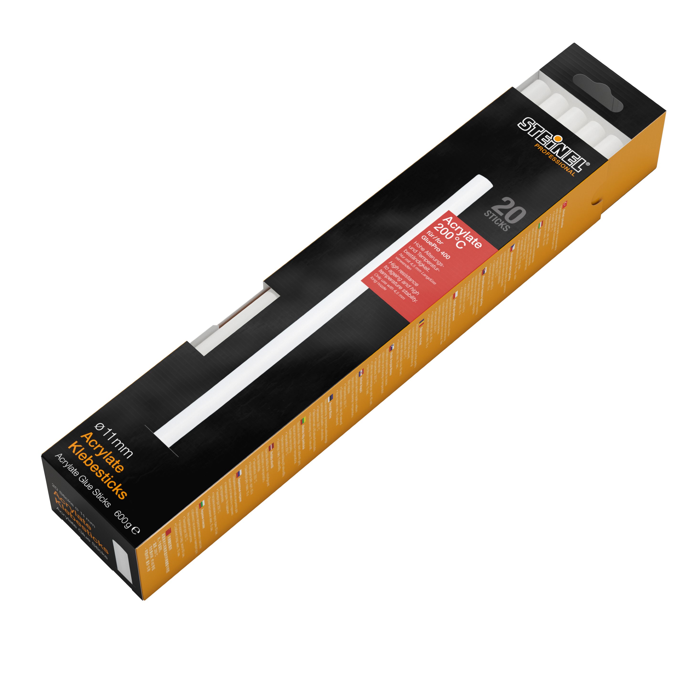 steinel Klebesticks Acrylate, Ø 11 mm, 20x Heißklebe-Patronen, Spezialkleber, Weiß