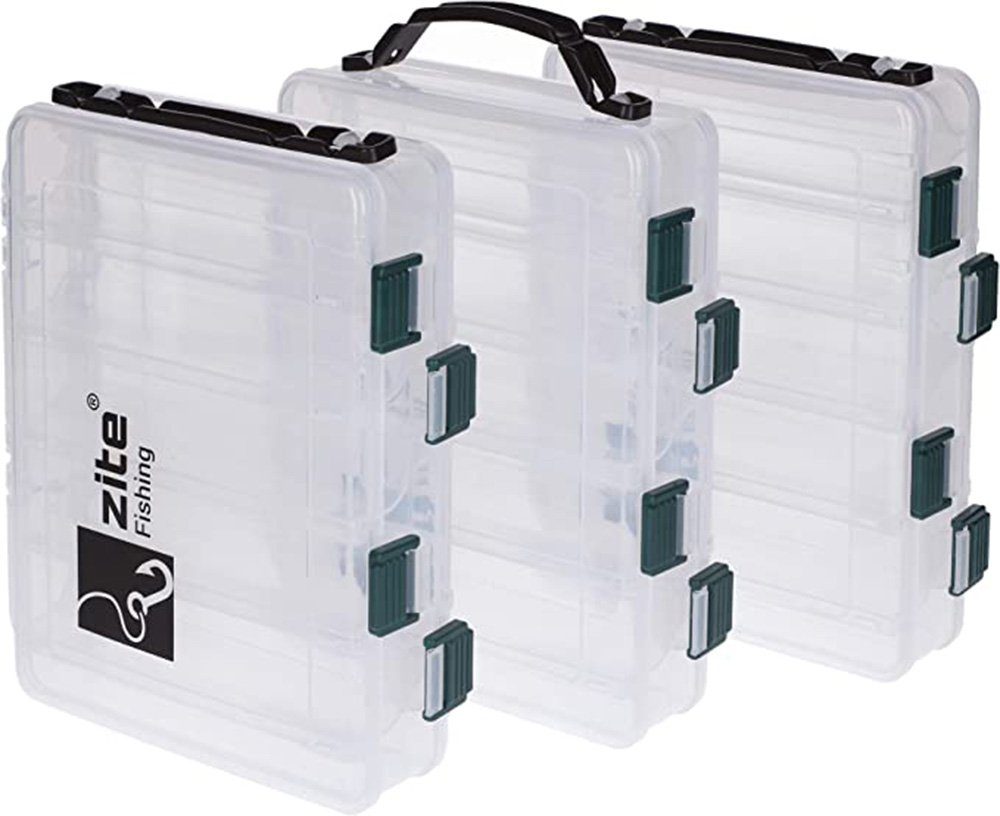 Zite Angelkoffer doppelseitige Kderboxen (Kderbox-Set, 3 St), mit  Tragegriff 20x15,5x4,5cm, Angelbox