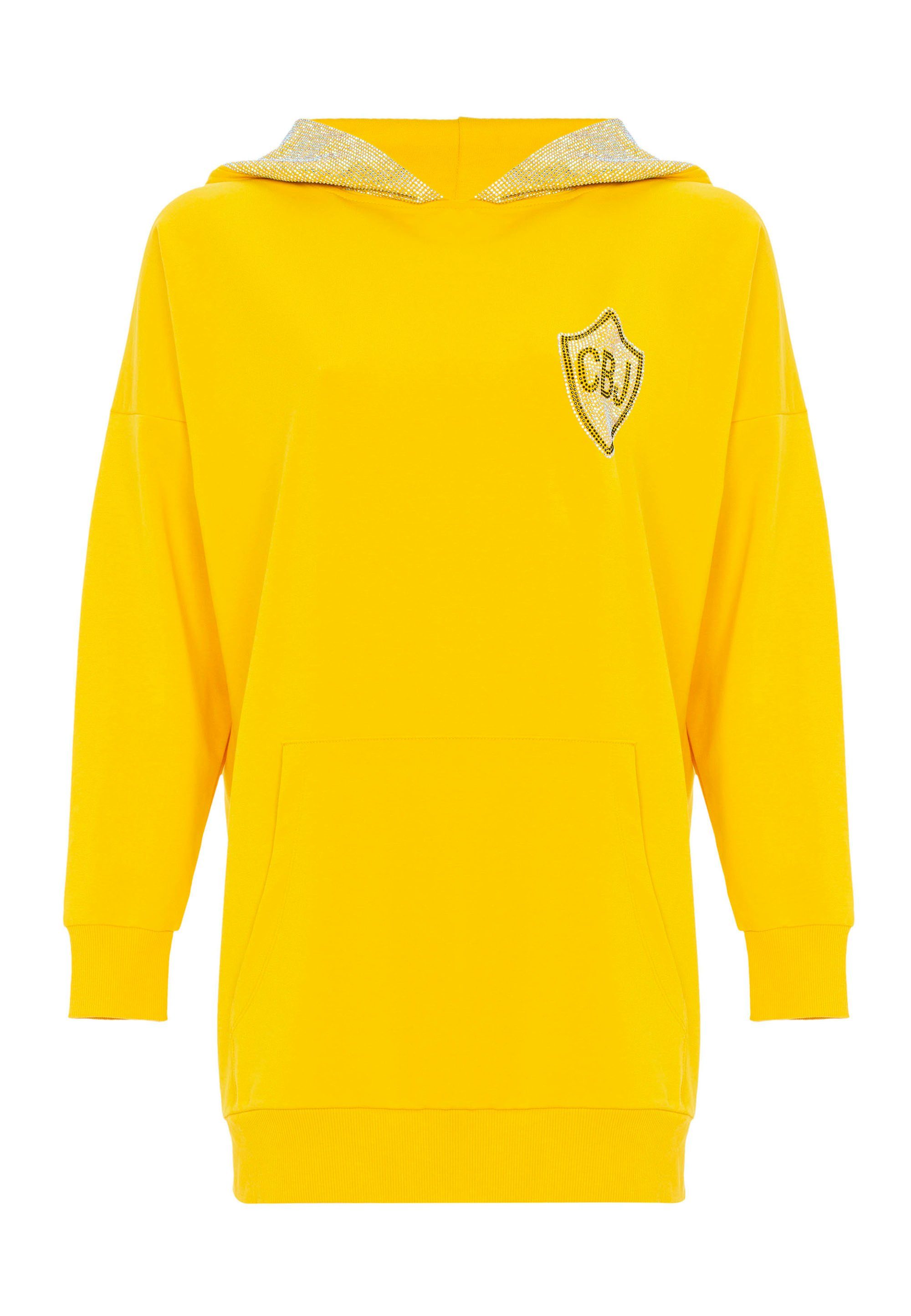Cipo & Baxx Jerseykleid aufwendigem gelb Strass-Design mit