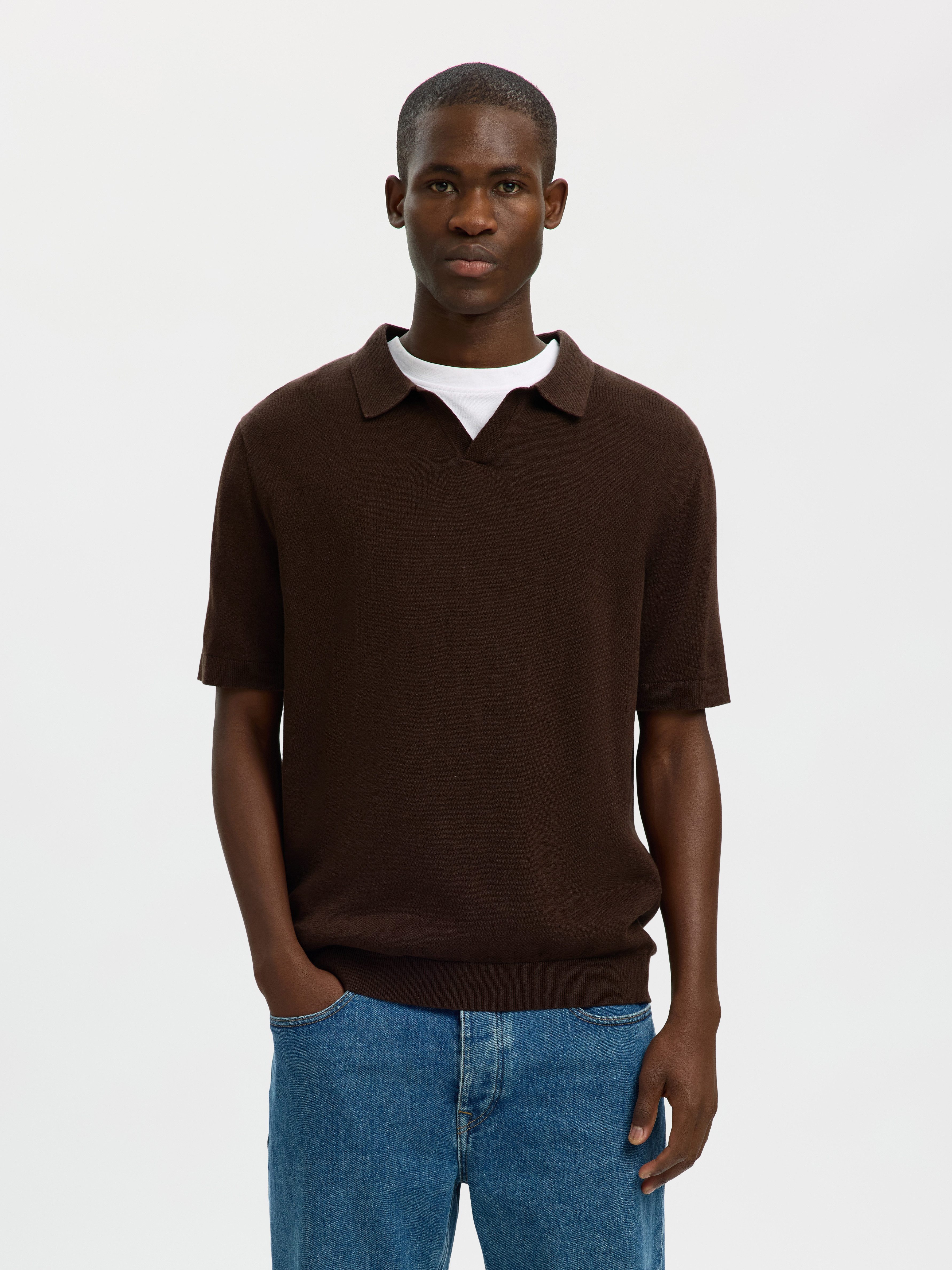 Selected Poloshirt SLHMATTIS SS KNIT SUN OPEN POLO NOOS