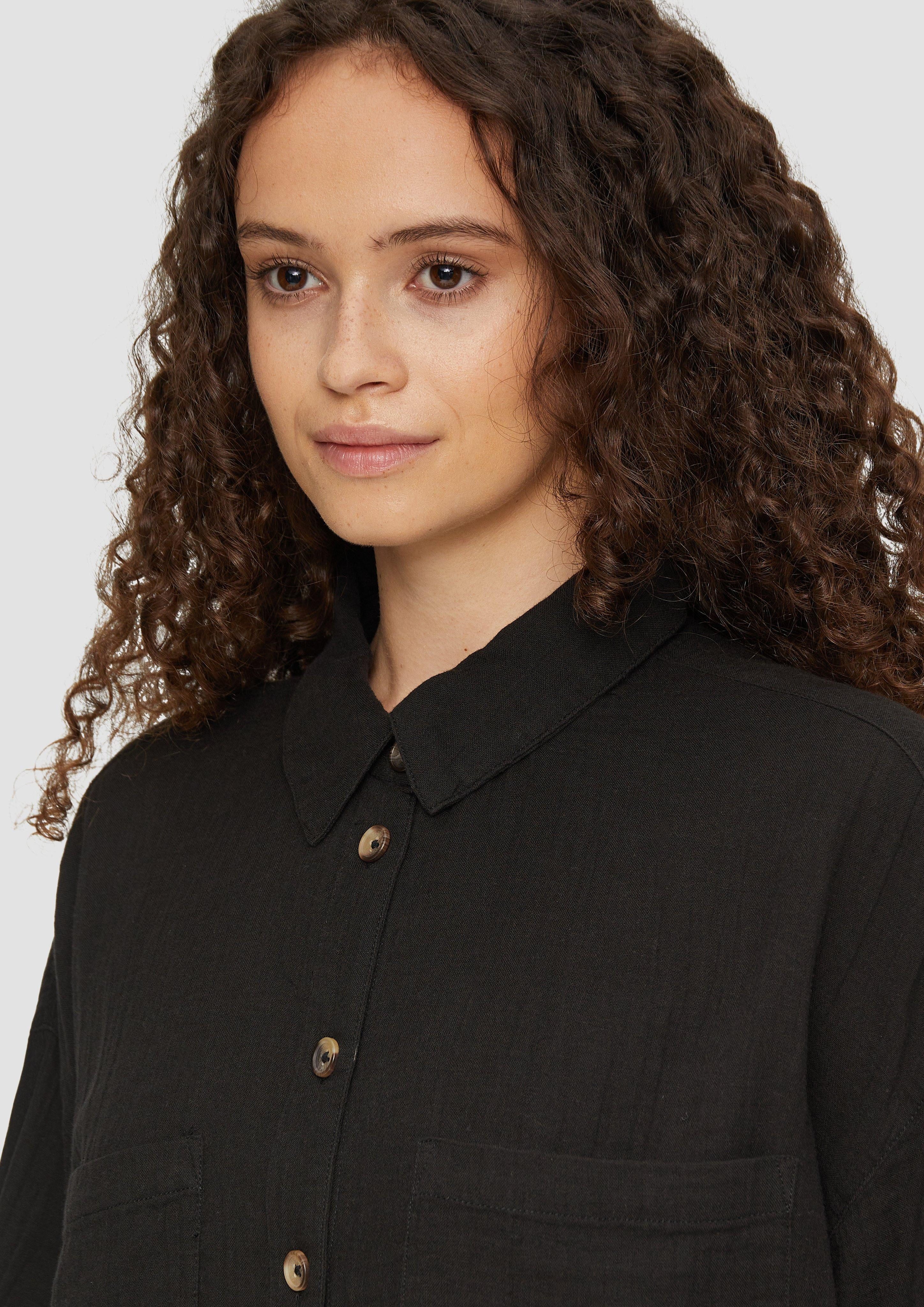 QS Langarmbluse Hemdbluse aus Baumwolle in günstig online kaufen