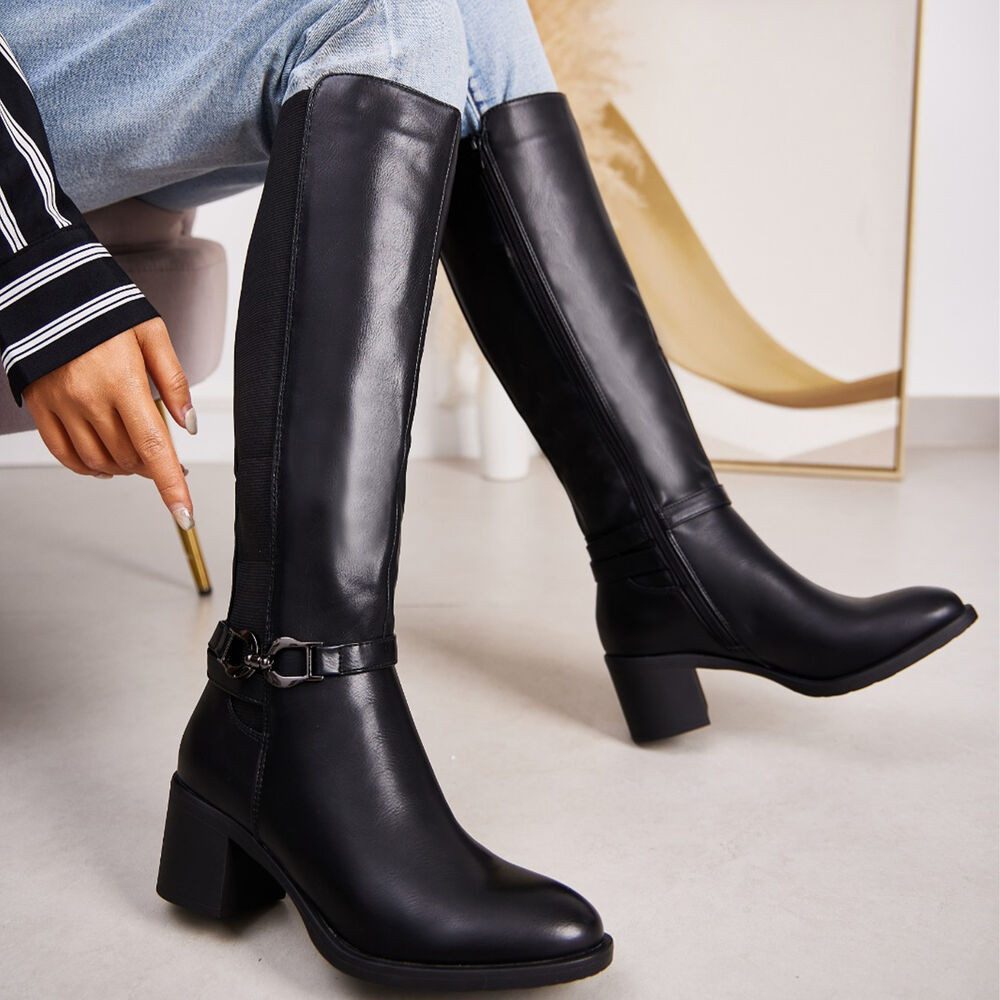 Ital-Design Kniehohe Stiefel mit Blockabsatz für Damen - Elegant & Komfortabel Stiefel (90110097) Blockabsatz Stiefel in Schwarz