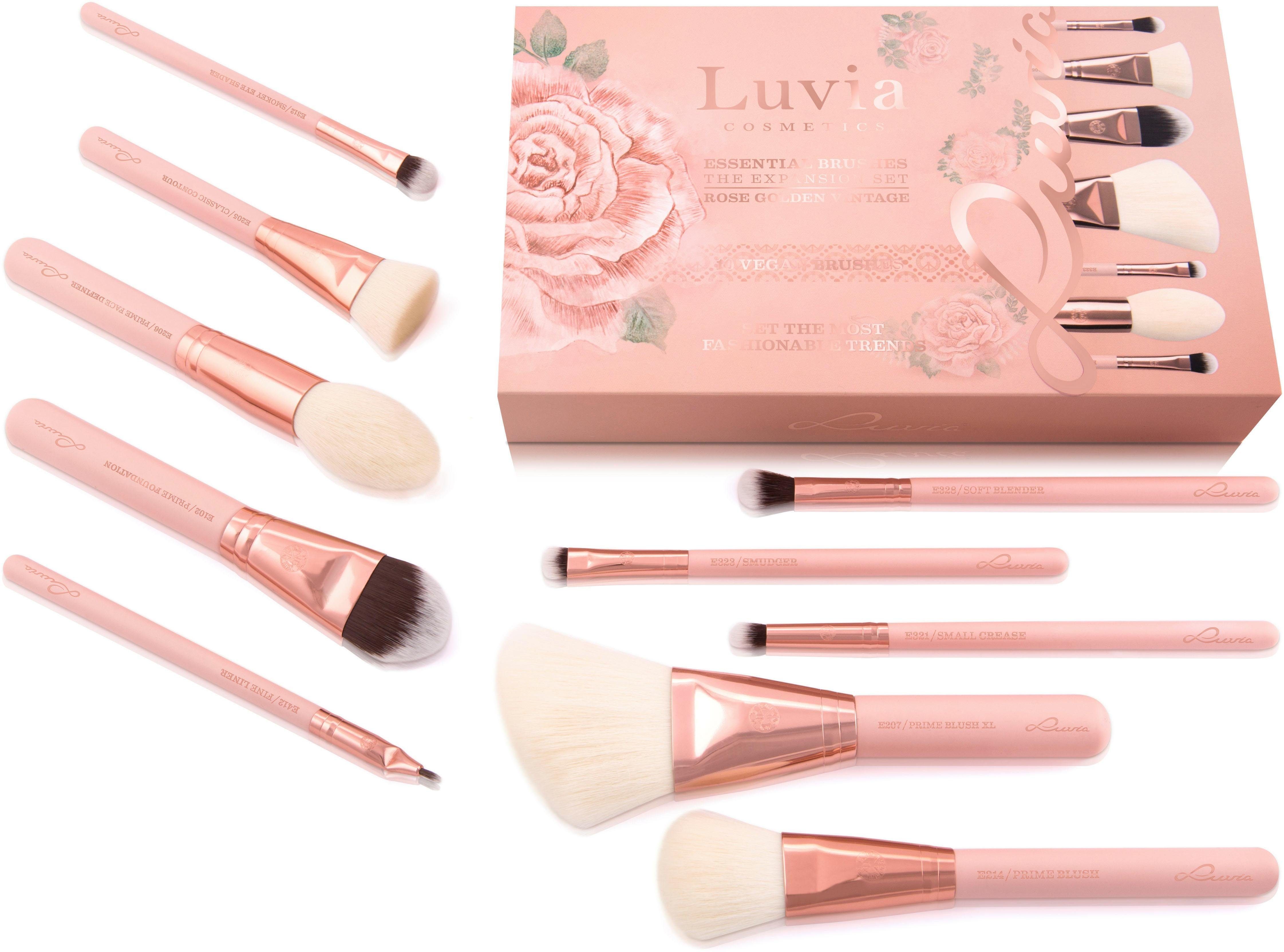 10 Golden Brushes Rose Luvia Cosmetics - Kosmetikpinsel-Set Set Vintage, - Essential Expansion