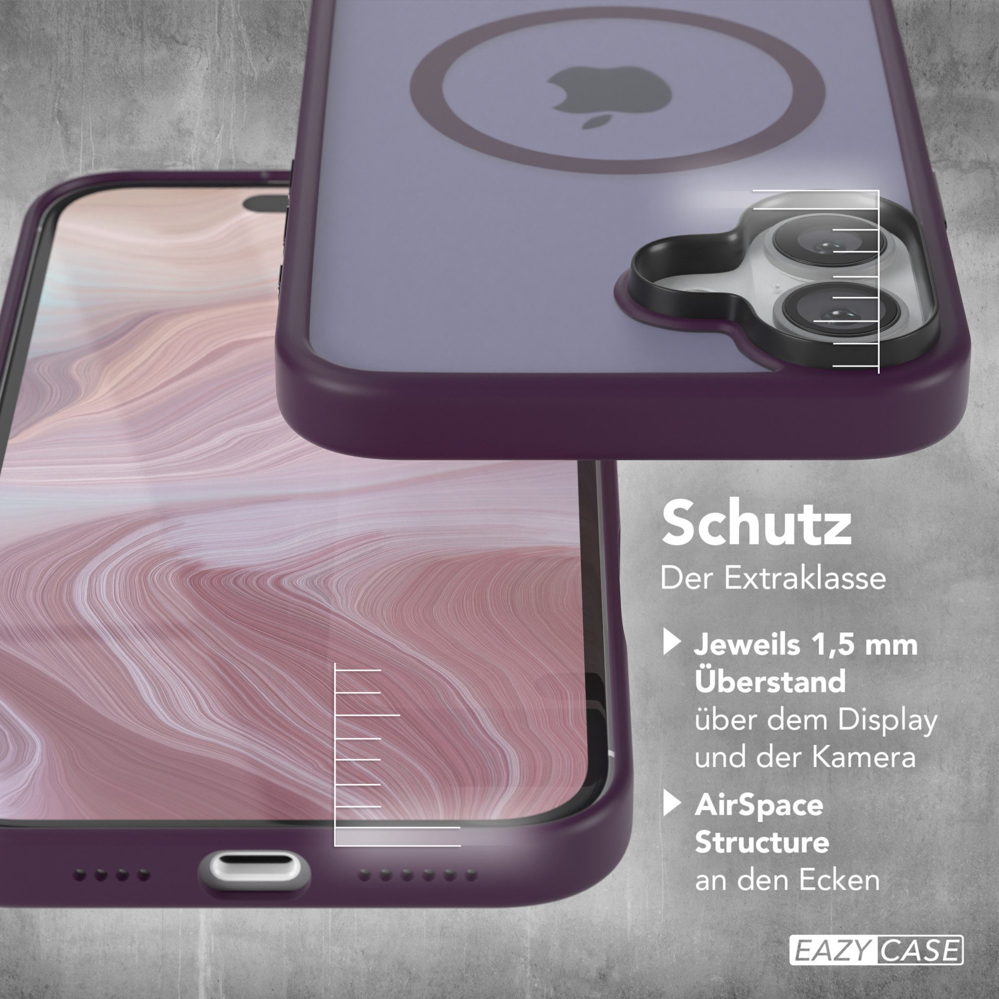 EAZY CASE Handyhülle Outdoor Case MagSafe für Apple iPhone 16 Plus 6,7 Zoll, Handyhülle stoßfest Silikon Case kratzfest modern Etui MagSafe Lila – Bild 4 von 5