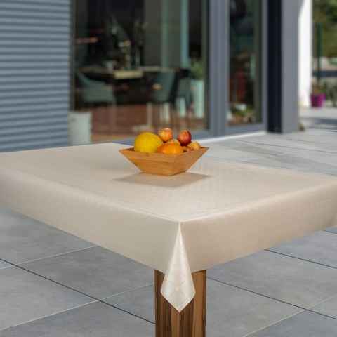 laro Tischdecke Wachstuch-Tischdecken Abwaschbar Creme beige glanz rechteckig