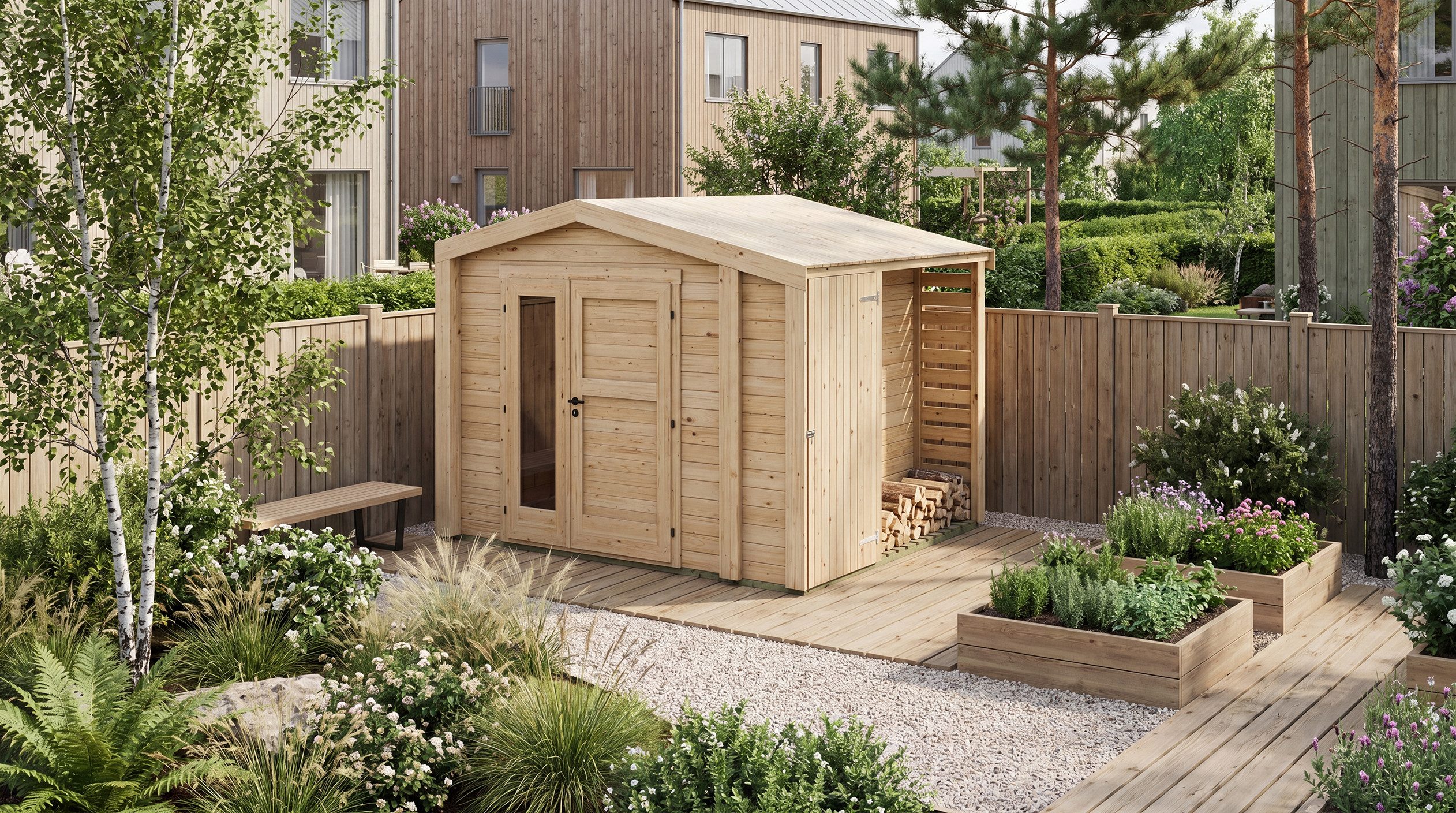 weka Gartenhaus Killarney, BxT: 311x263 cm, Doppeltür, mit Holzlager
