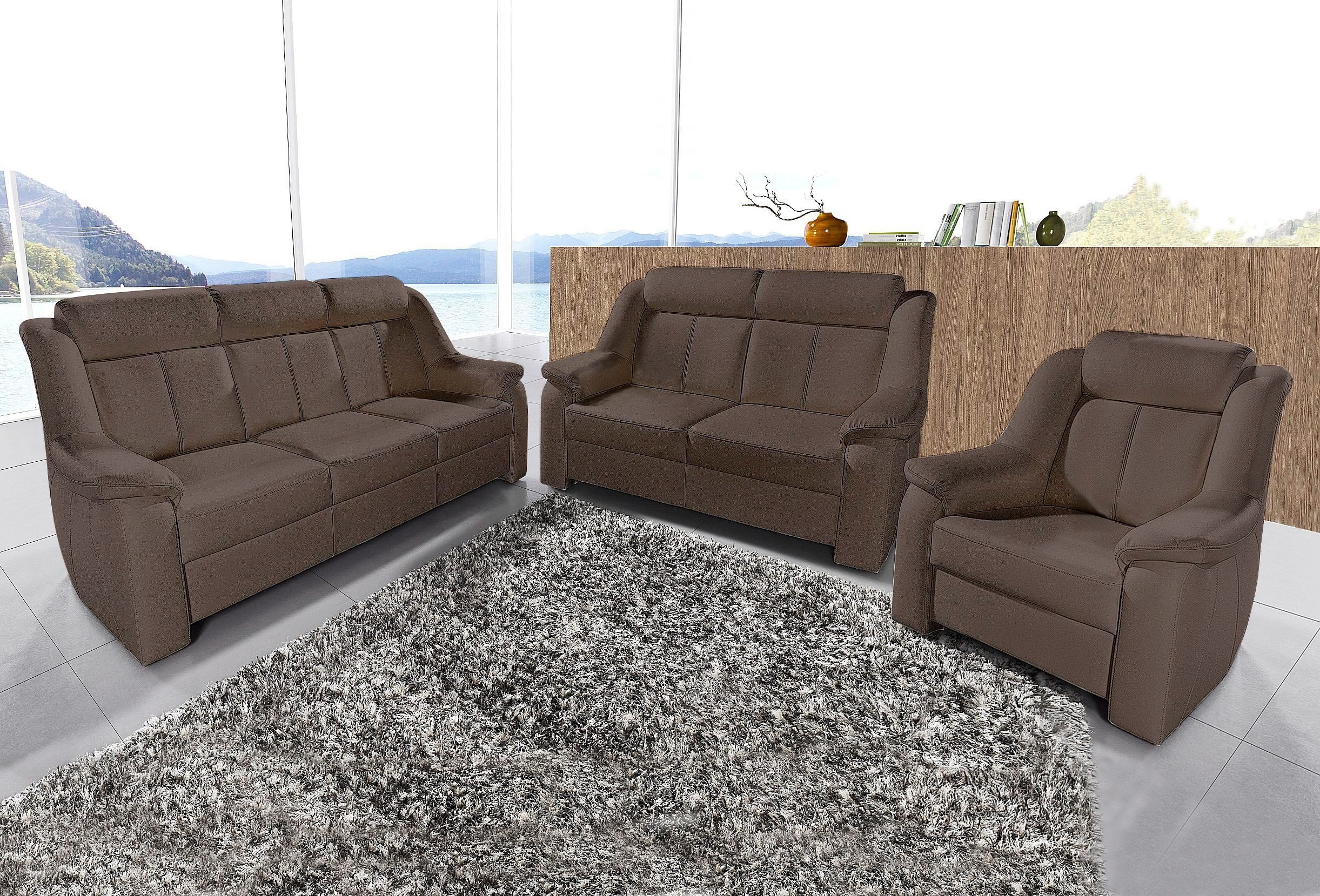 sit&more Polstergarnitur Basel, Set, bestehend aus 3-Sitzer + 2-Sitzer + Sessel