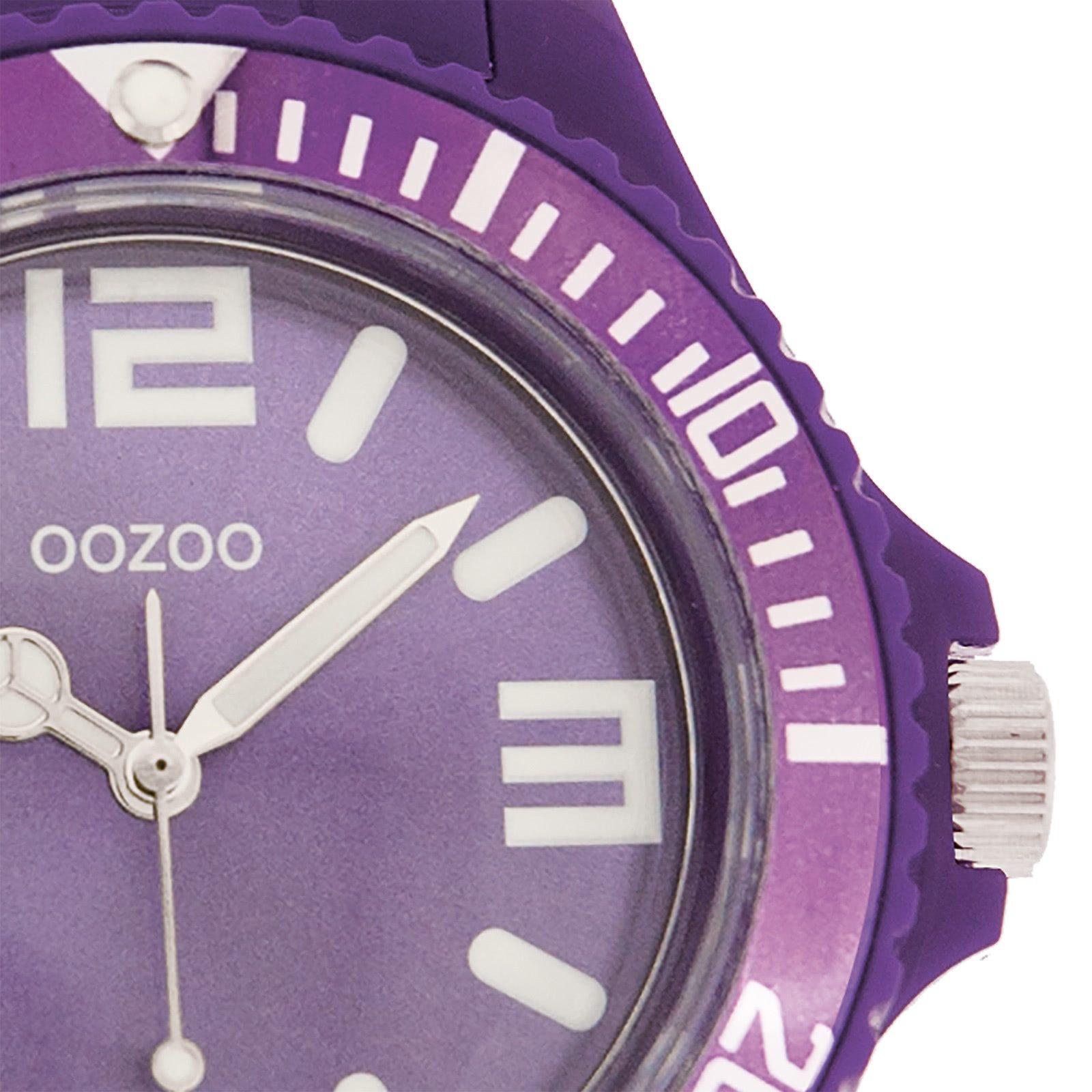 OOZOO Quarzuhr Oozoo Unisex Armbanduhr Vintage Series, (Analoguhr), Damen, Herrenuhr rund, extra groß (ca. 48mm) Silikonarmband lila