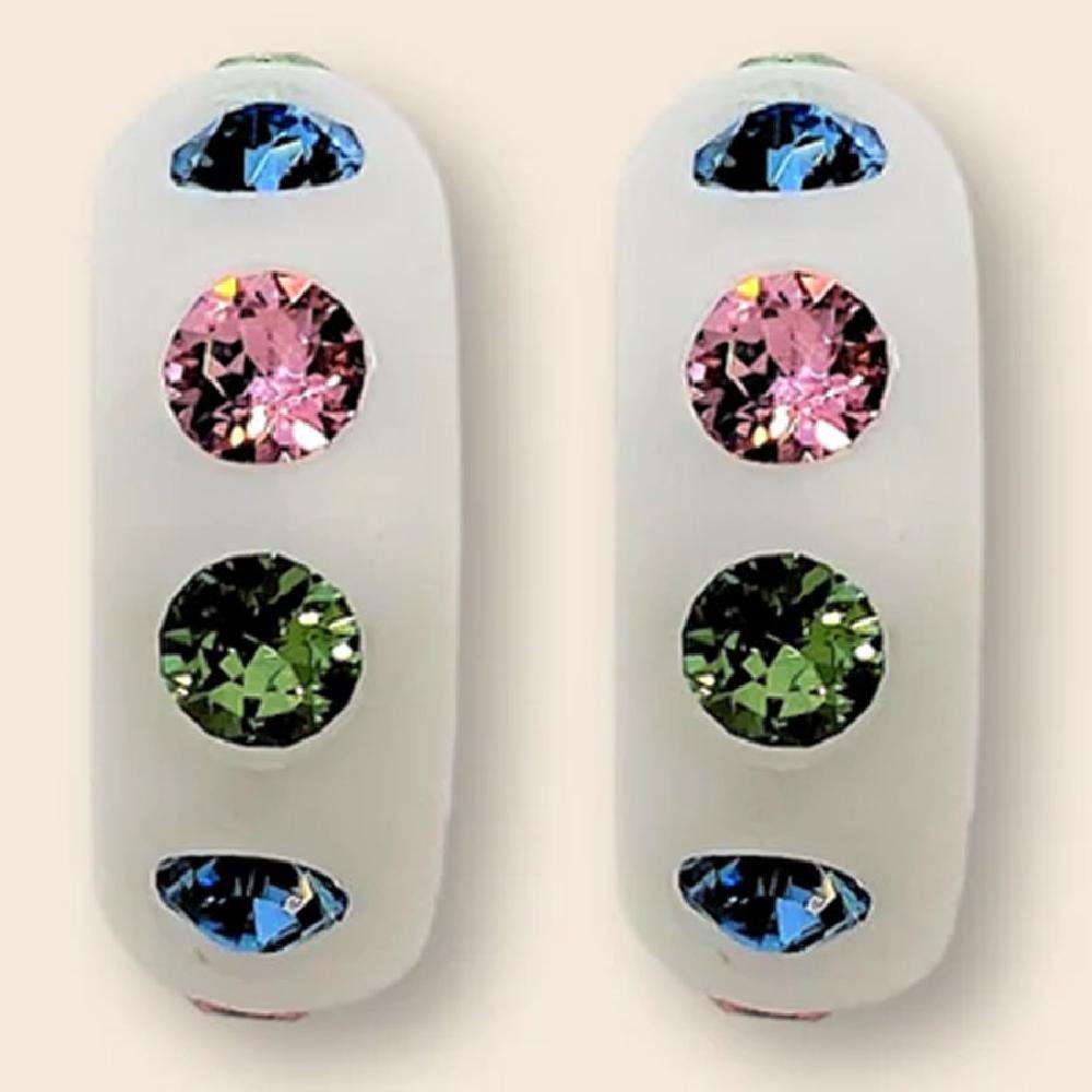 Kristallen Ohrringe Piccolo Bari Coloristers mit Ohrring-Set Weiß Creole Multicolor