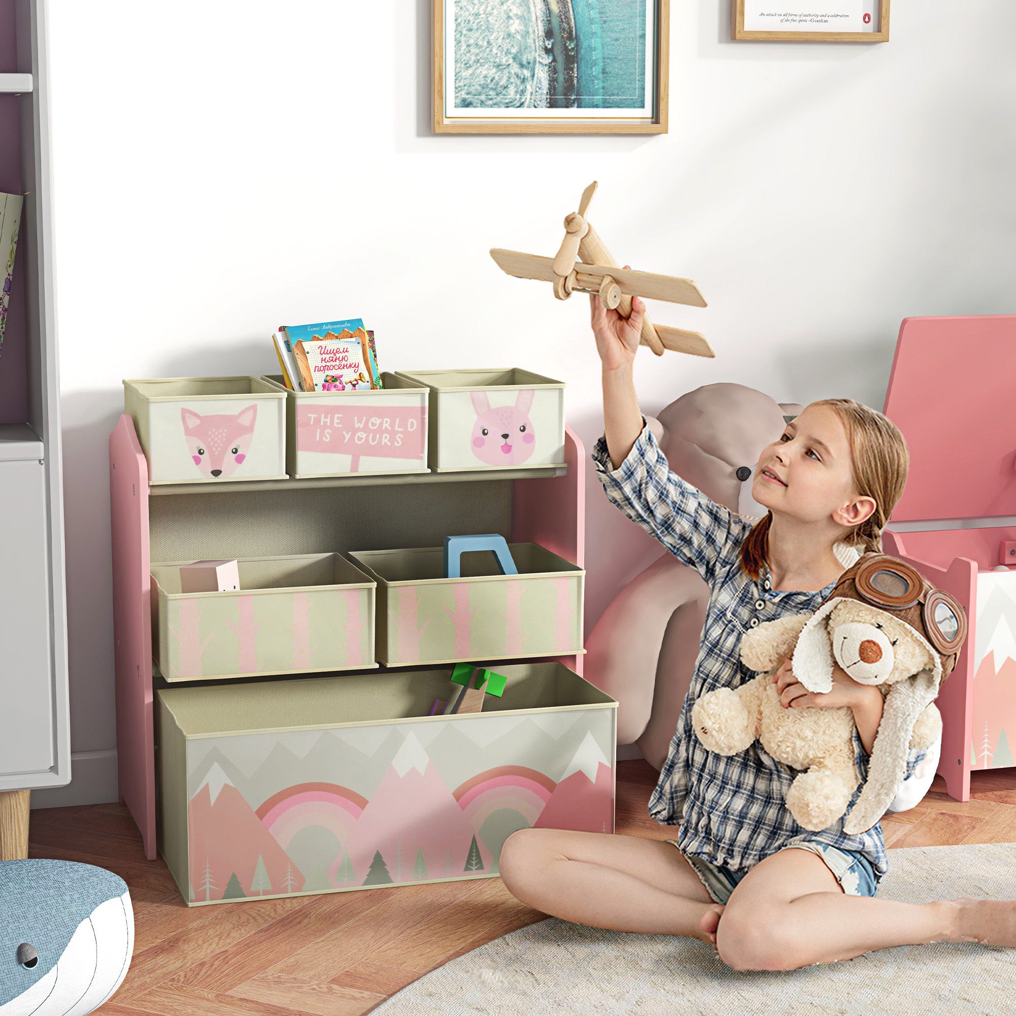 ZONEKIZ Kinderregal Kinderregal mit 6 herausnehmbaren günstig online kaufen