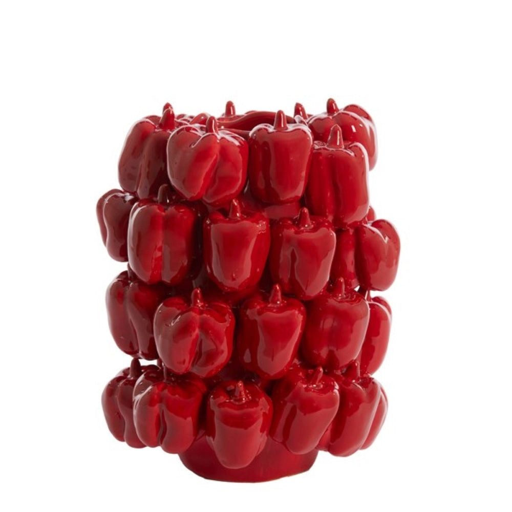 Dirk Davids Leuchten GmbH Dekovase Deko-Vase Keramikvase Paprika-Struktur Rot 23,5x23x32,5 cm