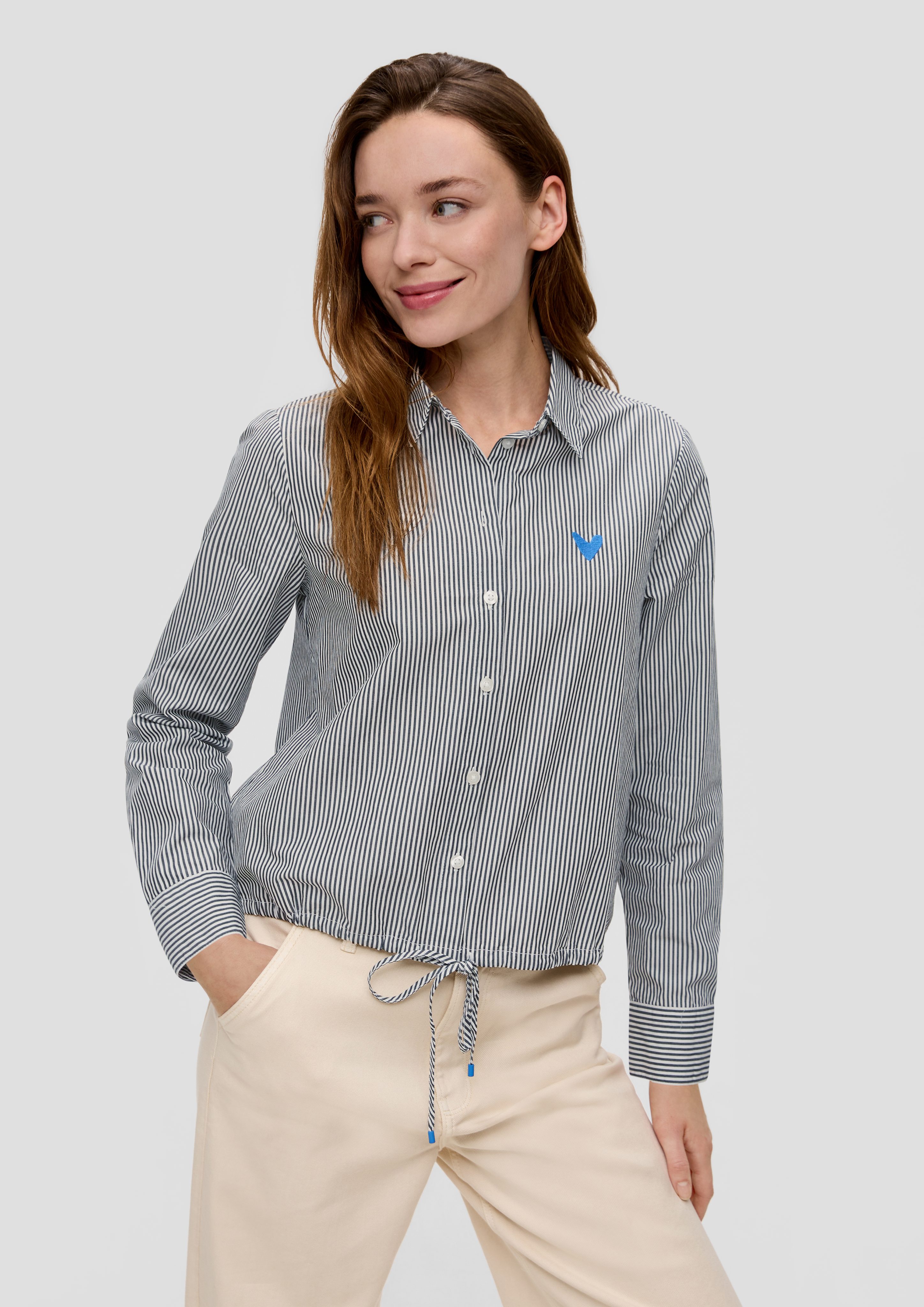 Langarmbluse Baumwollbluse mit Streifenmuster