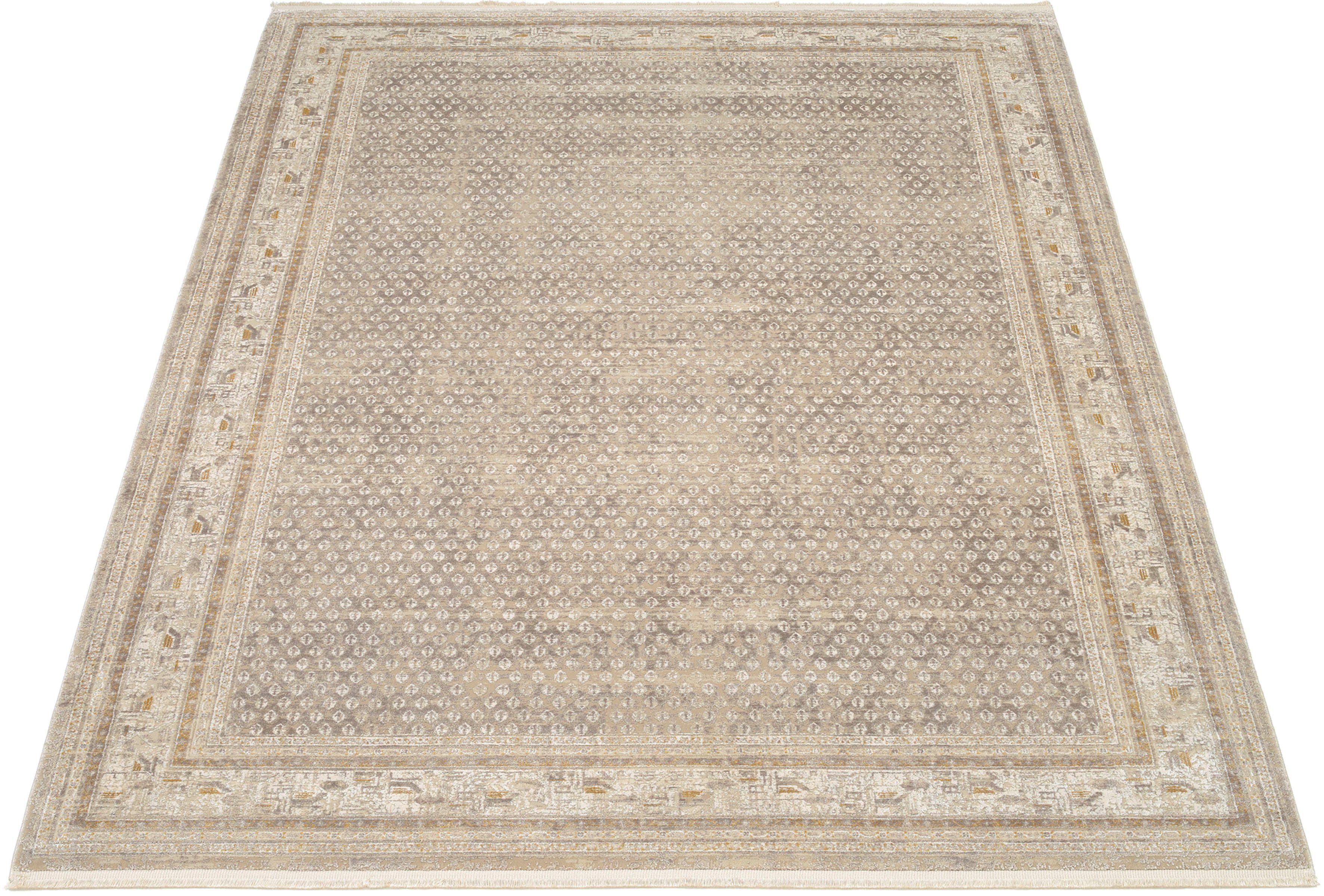 OCI DIE TEPPICHMARKE Teppich BESTSELLER MIRI, rechteckig, Höhe: 8 mm, Glanz Viskose, mit Fransen, Hoch Tief Struktur, Vintage, Wohnzimmer