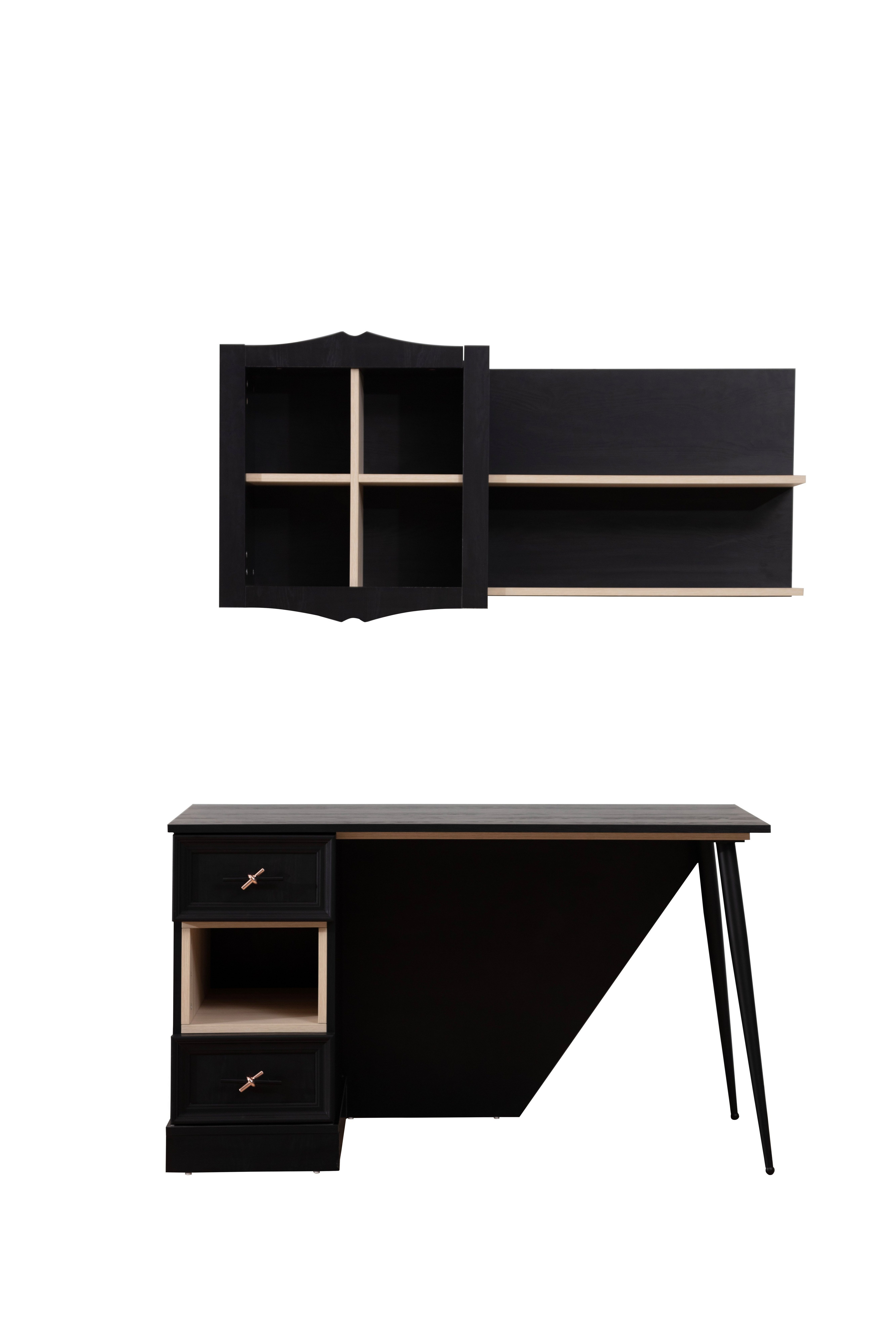 Schreibtisch Ligend Aufsatz Möbel schwarz Kapa in mit