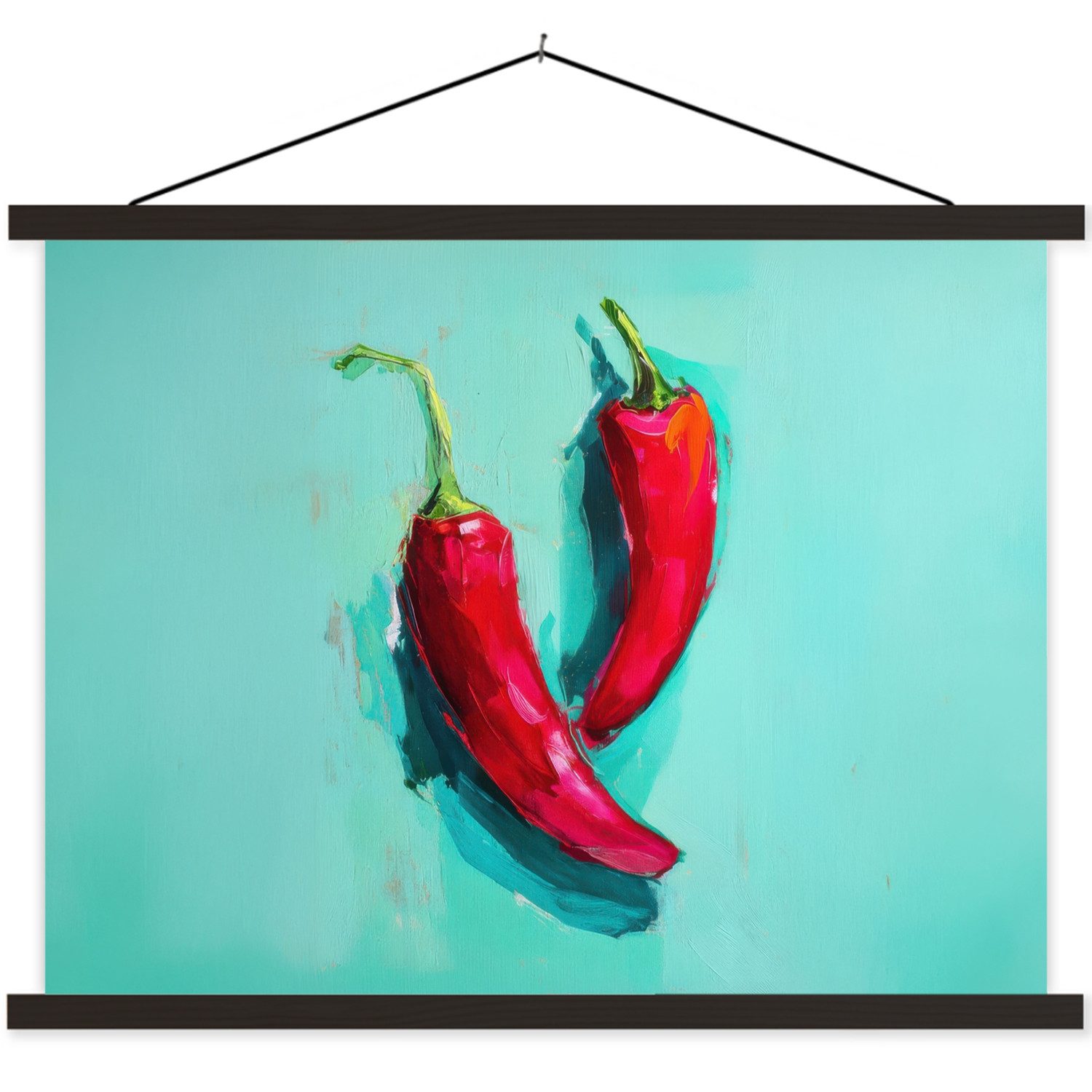 MuchoWow Poster Chilischoten - Gefärbt - Rot, (1 St), Bilderhalter, Bilderrahmen, Magnet Rahmen, Holz, 150x113 cm