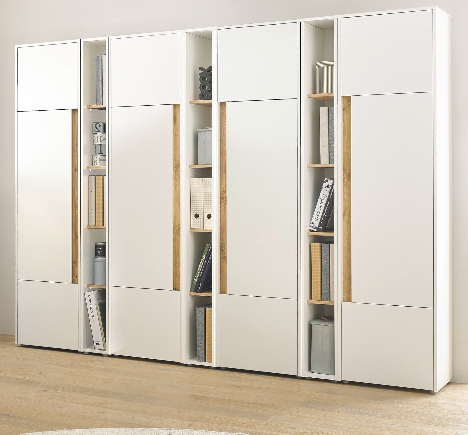 Aktenschrank 200 Stauraumfächer Furn.Design (Büroschrank x Center 260 mit Wotan cm) in weiß 20 Eiche,