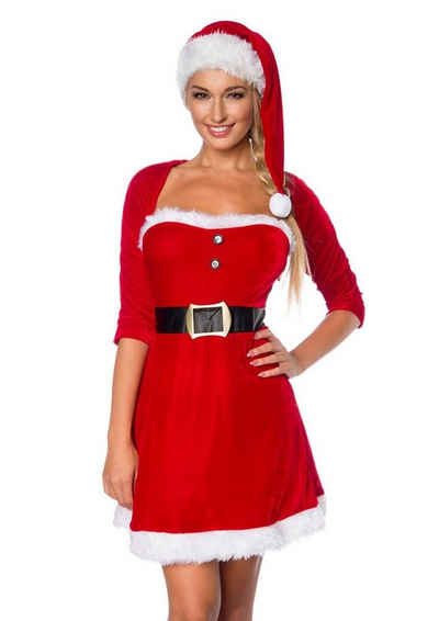 Kostüm 3-tlg. Weihnachts Kostüm Samt Christmas Set X-Mas Valentinstag Outfit