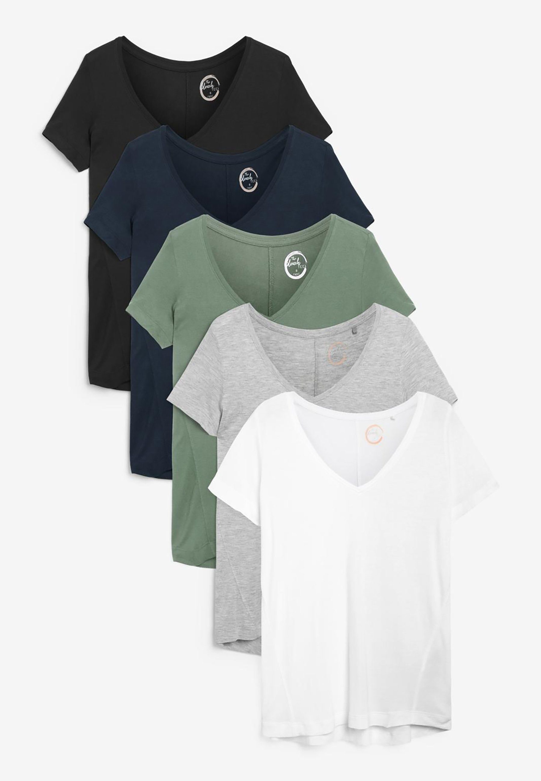 Next T-Shirt Lässige T-Shirts mit V-Ausschnitt im 5-Pack (5-tlg)