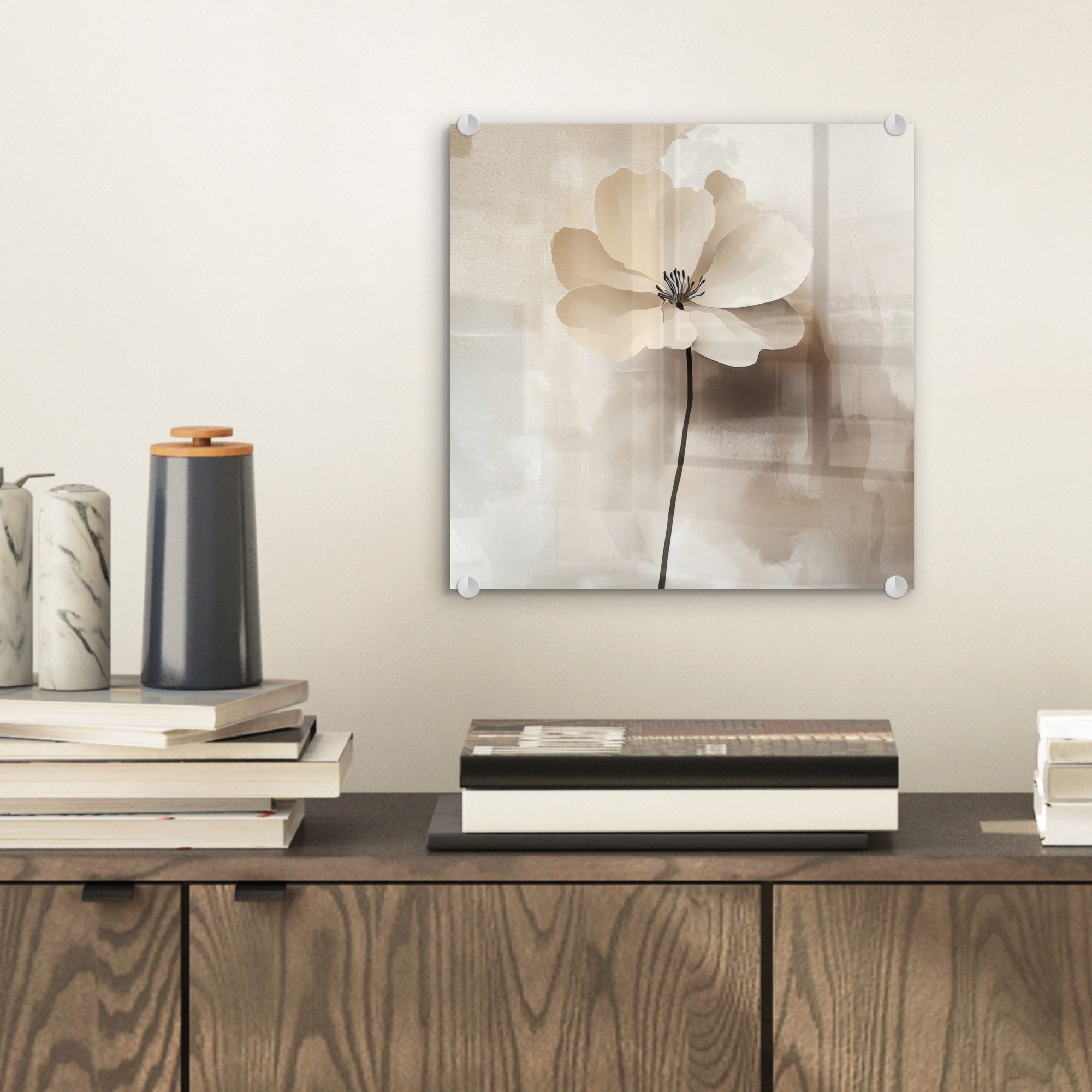 MuchoWow Acrylglasbild Blume - Beige - günstig online kaufen