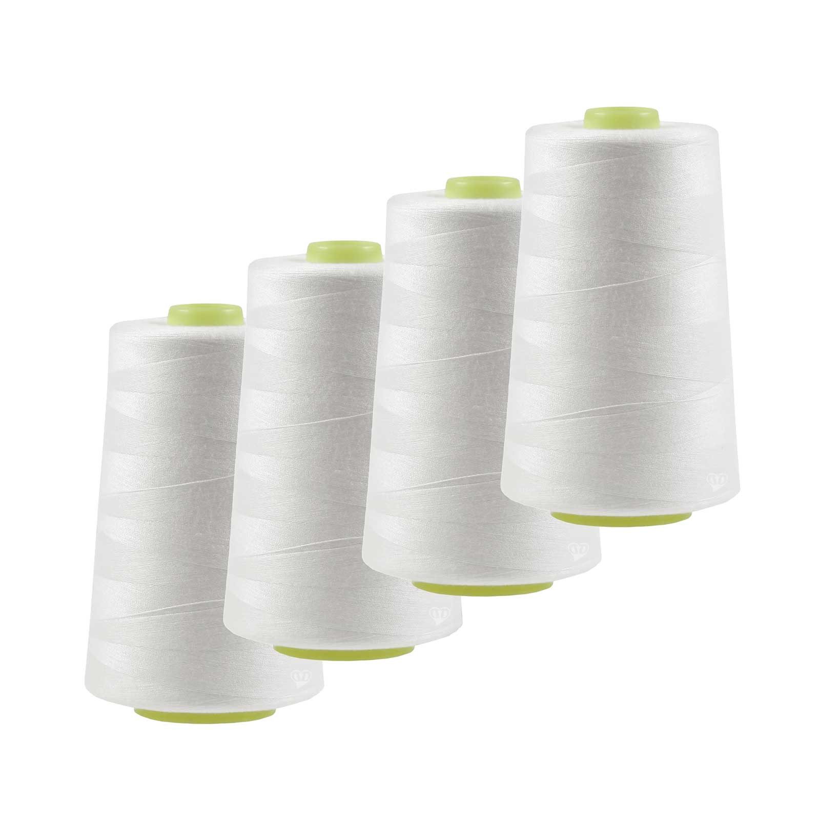 maDDma 4 x 4572m Qualitäts Overlockgarn Nähgarn Polyester Overlockgarn, 4 m, A501 reinweiß
