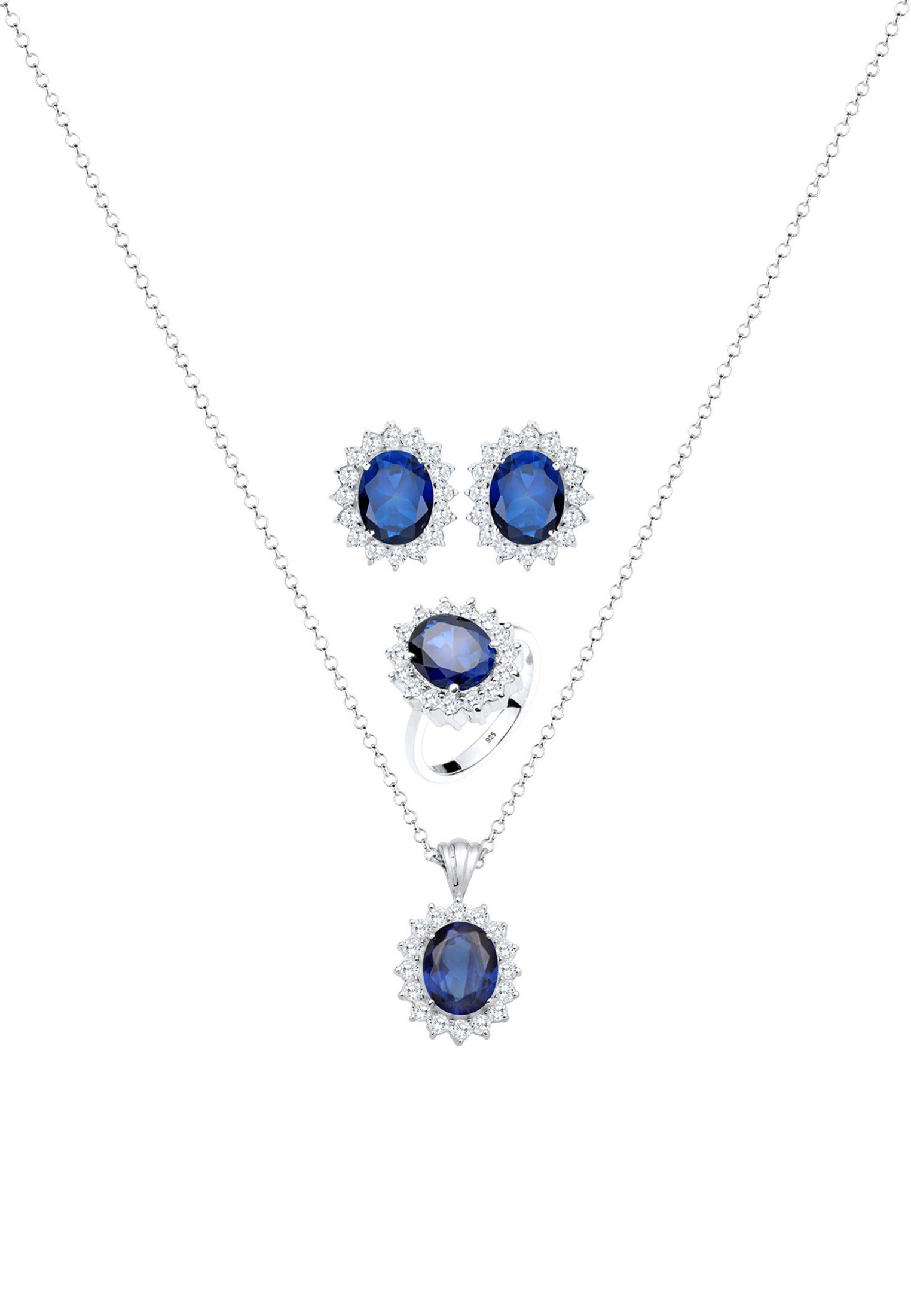 Elli Schmuckset Zirkonia Synthetischer Saphir Blau günstig online kaufen