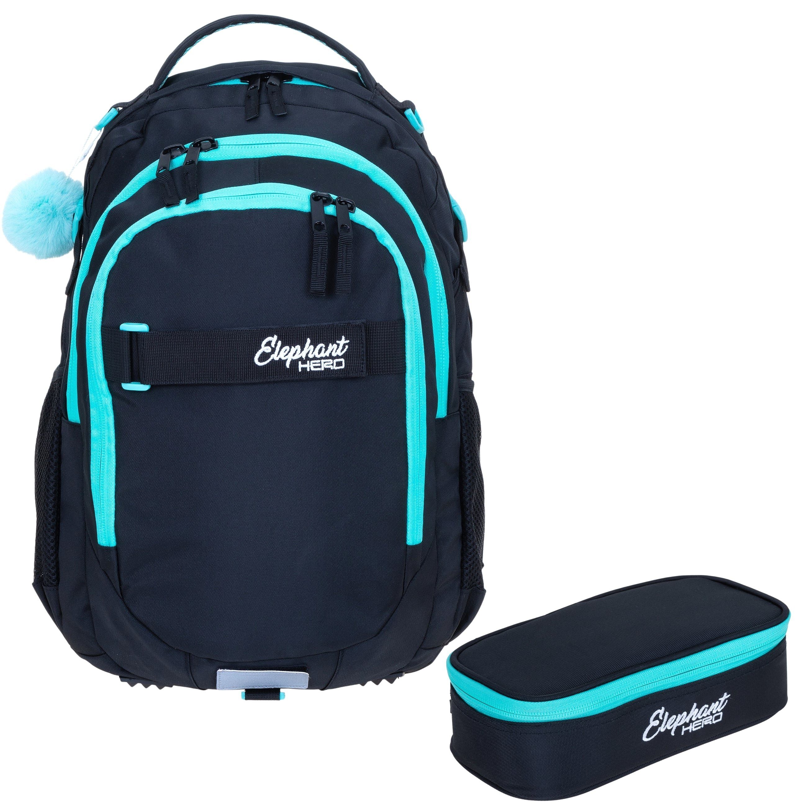 ELEPHANT Schulrucksack Hero Signature Schultasche (2 Teile Set), Rucksack + Mäppchen Box