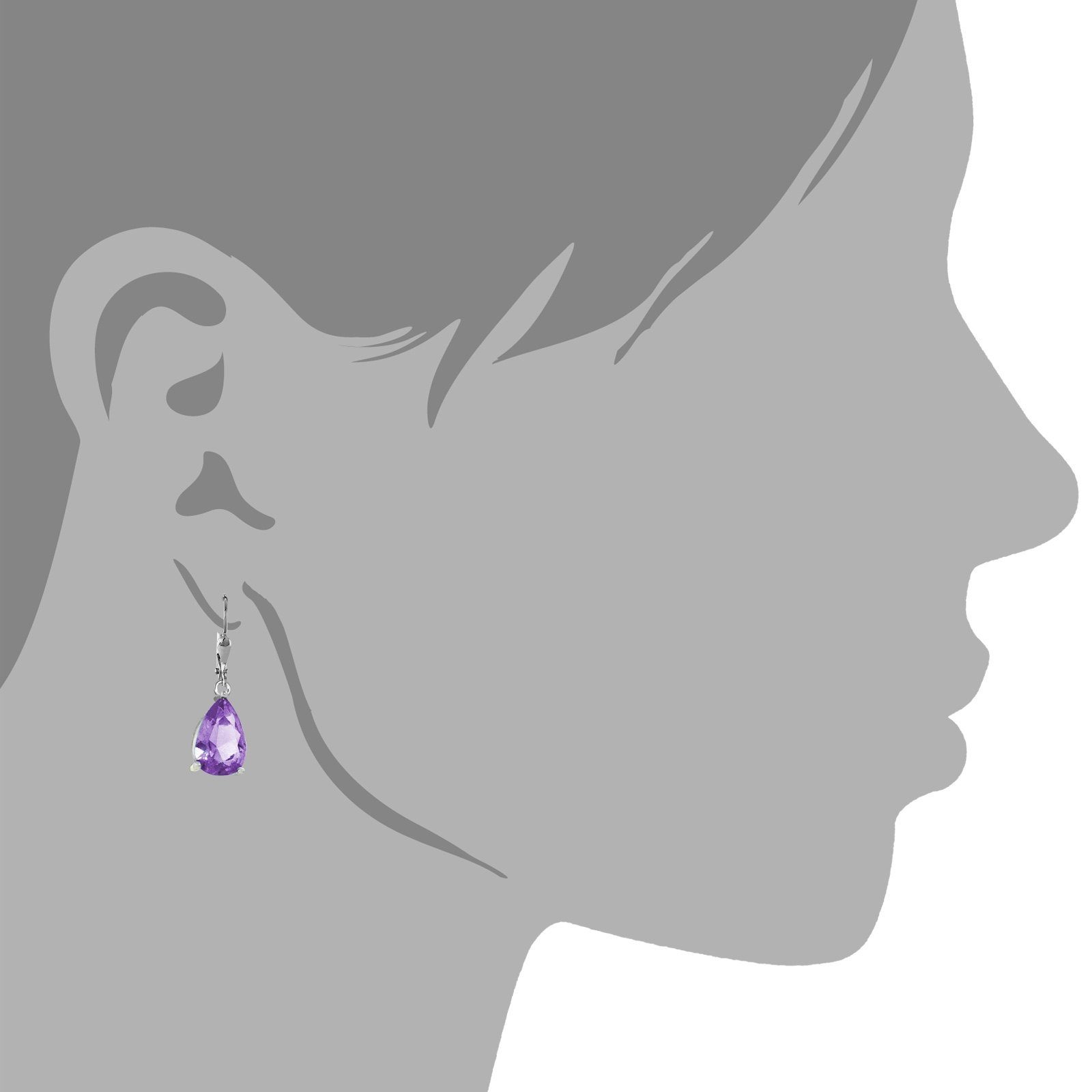 SilberDream Paar Ohrhänger 925er Ohrhänger Sterling Ohrringe aus Farbe: silber, Damen-Schmuck Silber, 925 Damen Träne lila SilberDream (Ohrhänger)