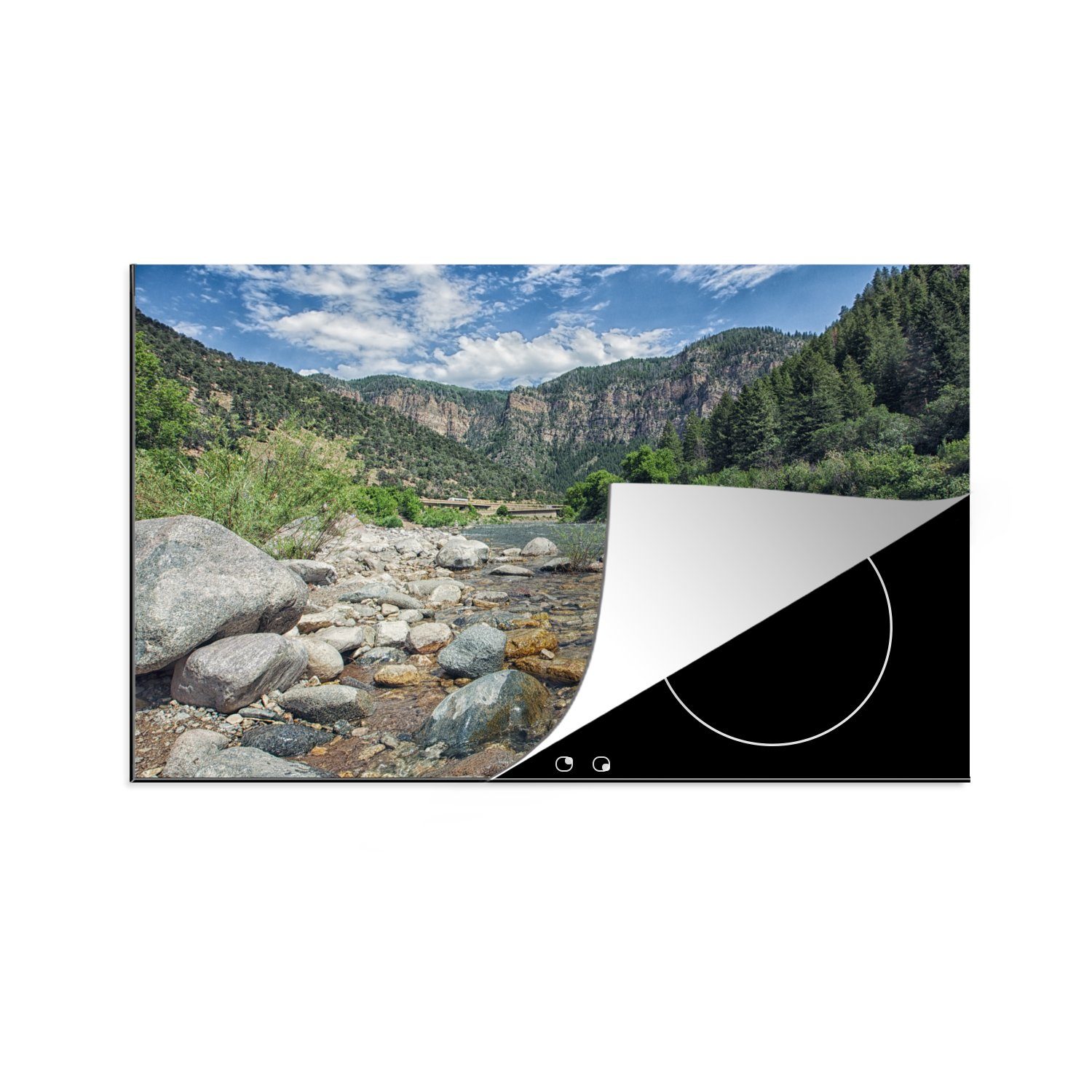 MuchoWow Herdblende-/Abdeckplatte Colorado River und die Rocky Mountains in den USA, Vinyl, (1 tlg), 81x52 cm, Induktionskochfeld Schutz für die küche, Ceranfeldabdeckung