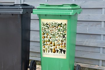 MuchoWow Wandsticker Adolphe Millot - Jahrgang - Obst - Birne - Trauben (1 St), Mülleimer-aufkleber, Mülltonne, Sticker, Container, Abfalbehälter