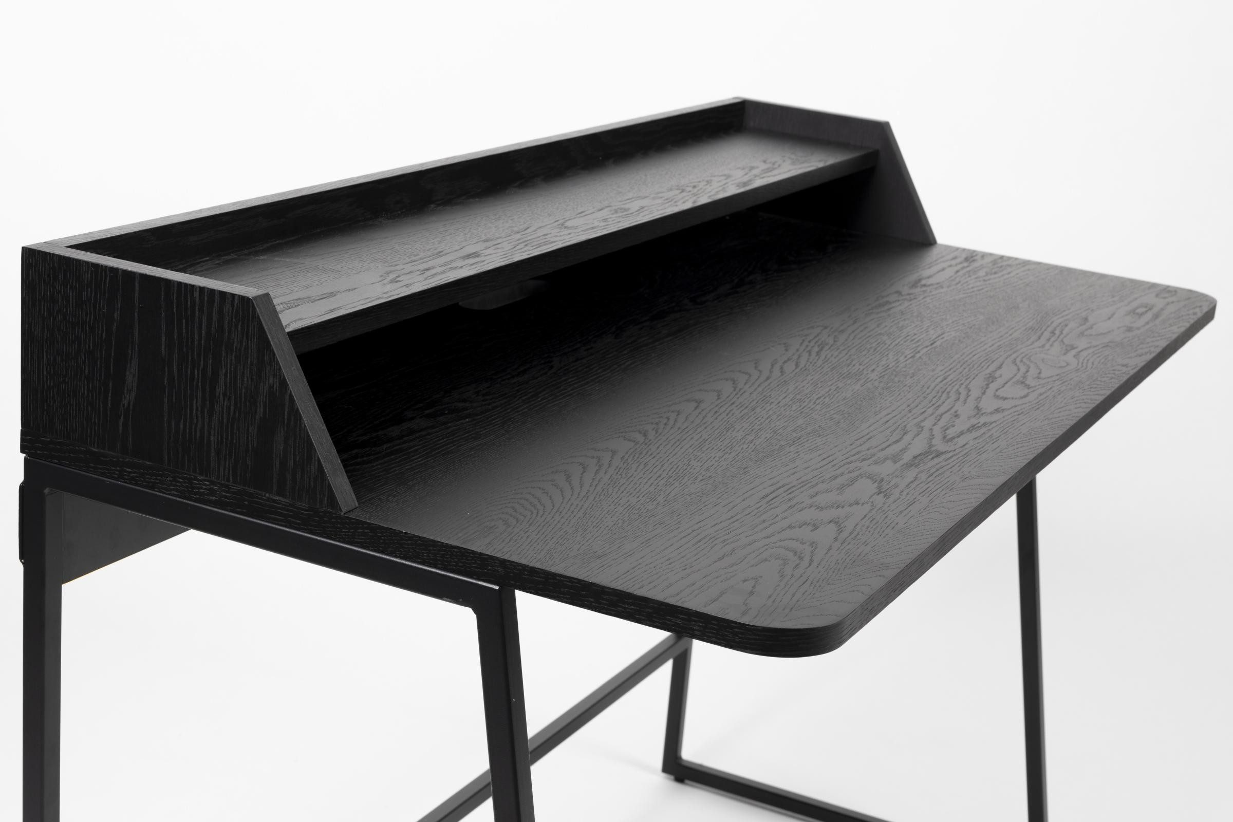 Trendmöbel24 Sekretär Schreibtisch Sekretär GIORGIO BLACK Eiche Furnier und Metall